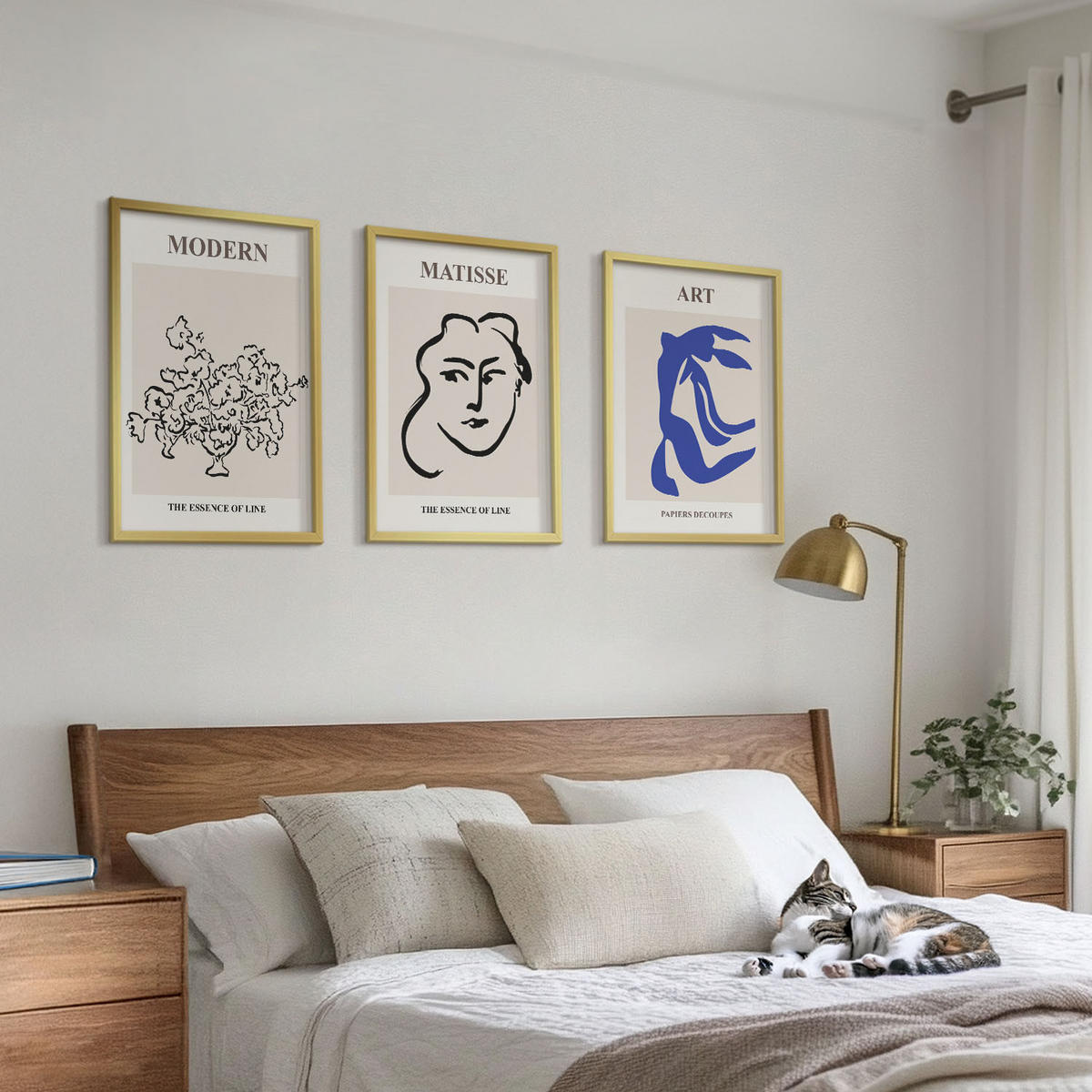 BILDER SET 3er Set - 40x60 cm Goldrahmen - Abstrakte minimalistische Poster - Goldfarben, Kunststoff (40/60cm) - TULUP