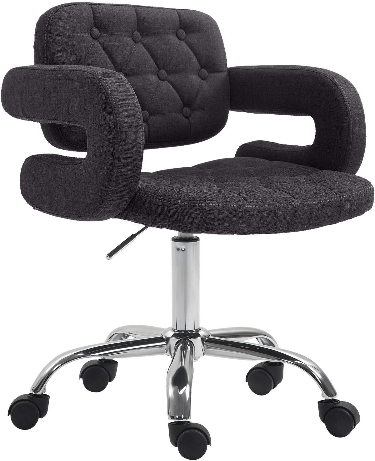 DREHSTUHL Stoff schwarz - Chromfarben/Schwarz, Textil/Metall (62/78/55cm) - CLP