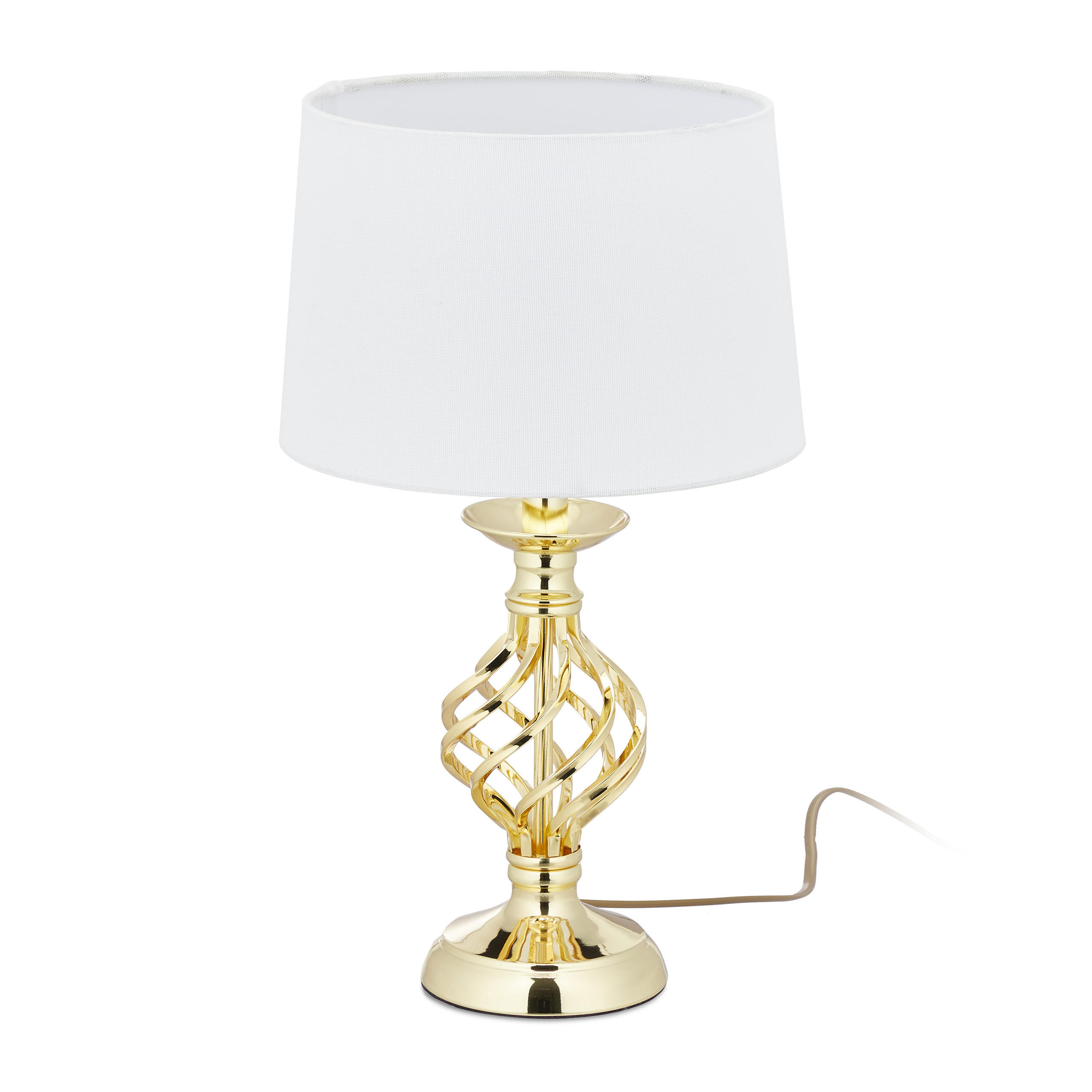 TISCHLAMPE - Goldfarben, Kunststoff/Textil (25/25/43.5cm) - Relaxdays