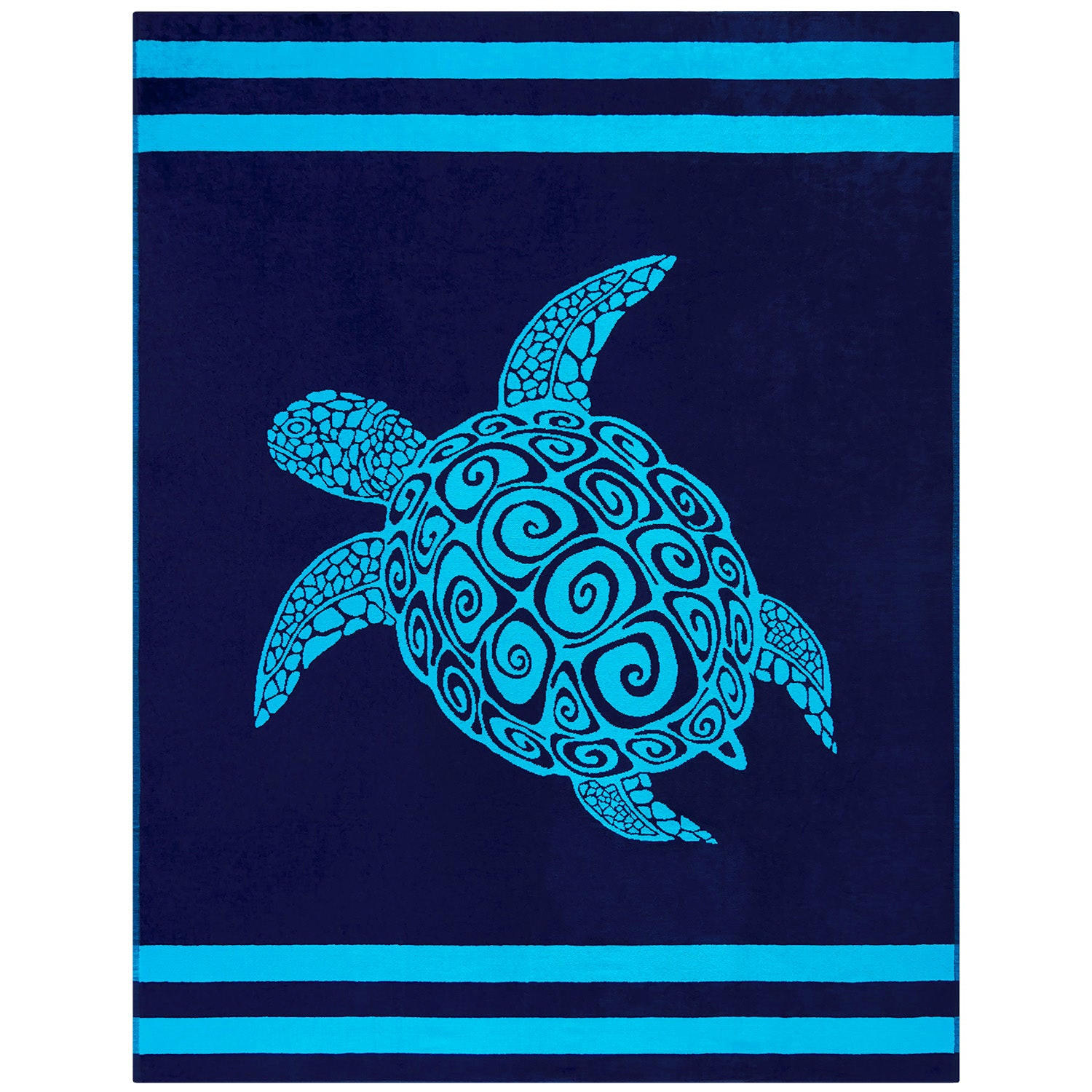 STRANDTUCH aus Veloursfrottee Jacquard Blau 140x180 400g/m² - Paxos - Blau, Textil (140/180cm) - LE COMPTOIR DE LA PLAGE