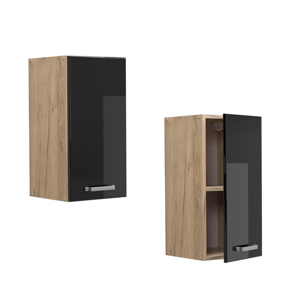 HÄNGESCHRANK R-Line Schwarz Hochglanz 30 cm - Honigeiche/Schwarz Hochglanz, Holzwerkstoff (30/60/31cm) - Vicco