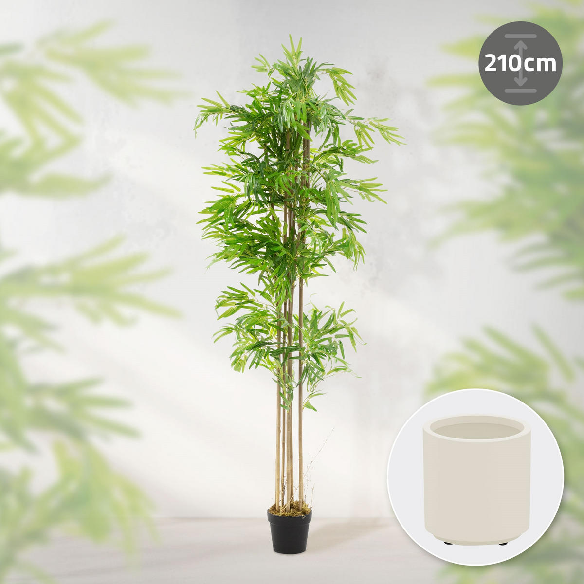 KUNSTPFLANZE Bambus - Anthrazit/Grün, Holz/Kunststoff (210cm) - ML-DESIGN