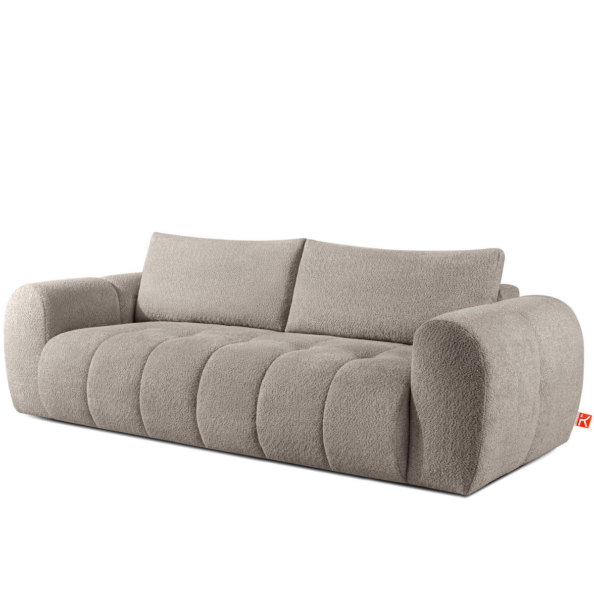 SOFA LIRA mit Pouf, Grau, Bouclé - Grau, Holz/Holzwerkstoff (96/43/50cm) - KONSIMO®