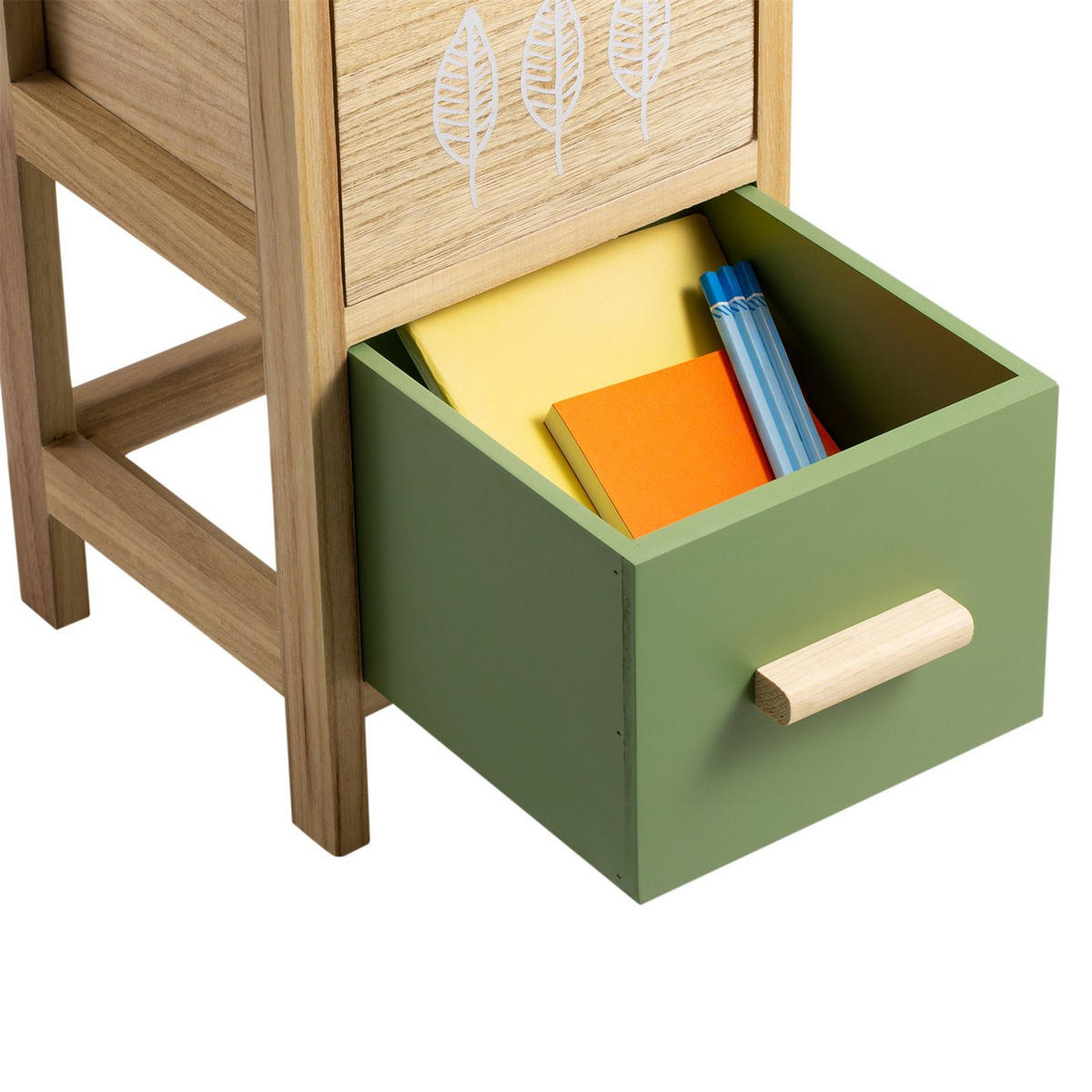 KOMMODE ESTA - Naturfarben/Grün, Holzwerkstoff (25/42/25cm) - CARO-Möbel