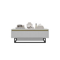 COUCHTISCH Selene Weiß matt 109 cm mit Metallrahmen - Schwarz/Weiß, Holzwerkstoff/Metall (50/109/39cm) - Meble Lindner
