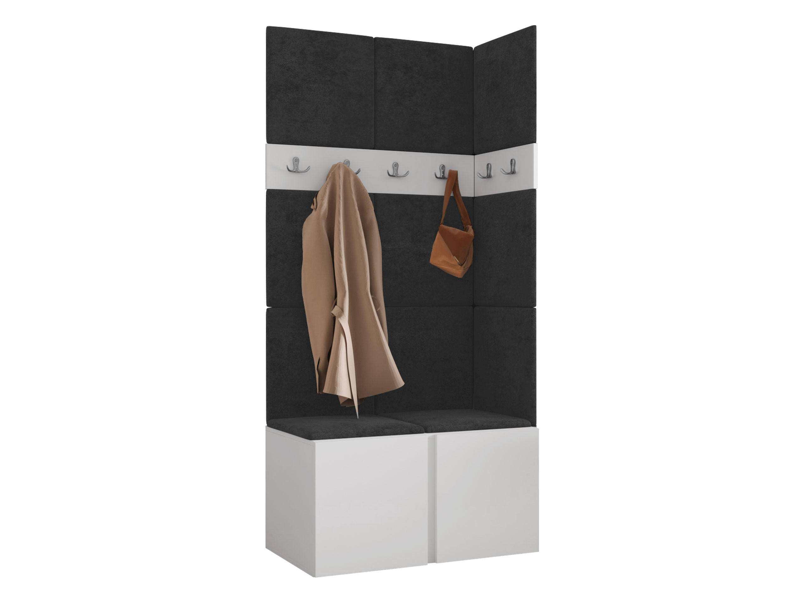 GARDEROBEN-SET Orion I - Anthrazit/Weiß, Holzwerkstoff/Kunststoff (84/186/46cm) - MIRJAN24