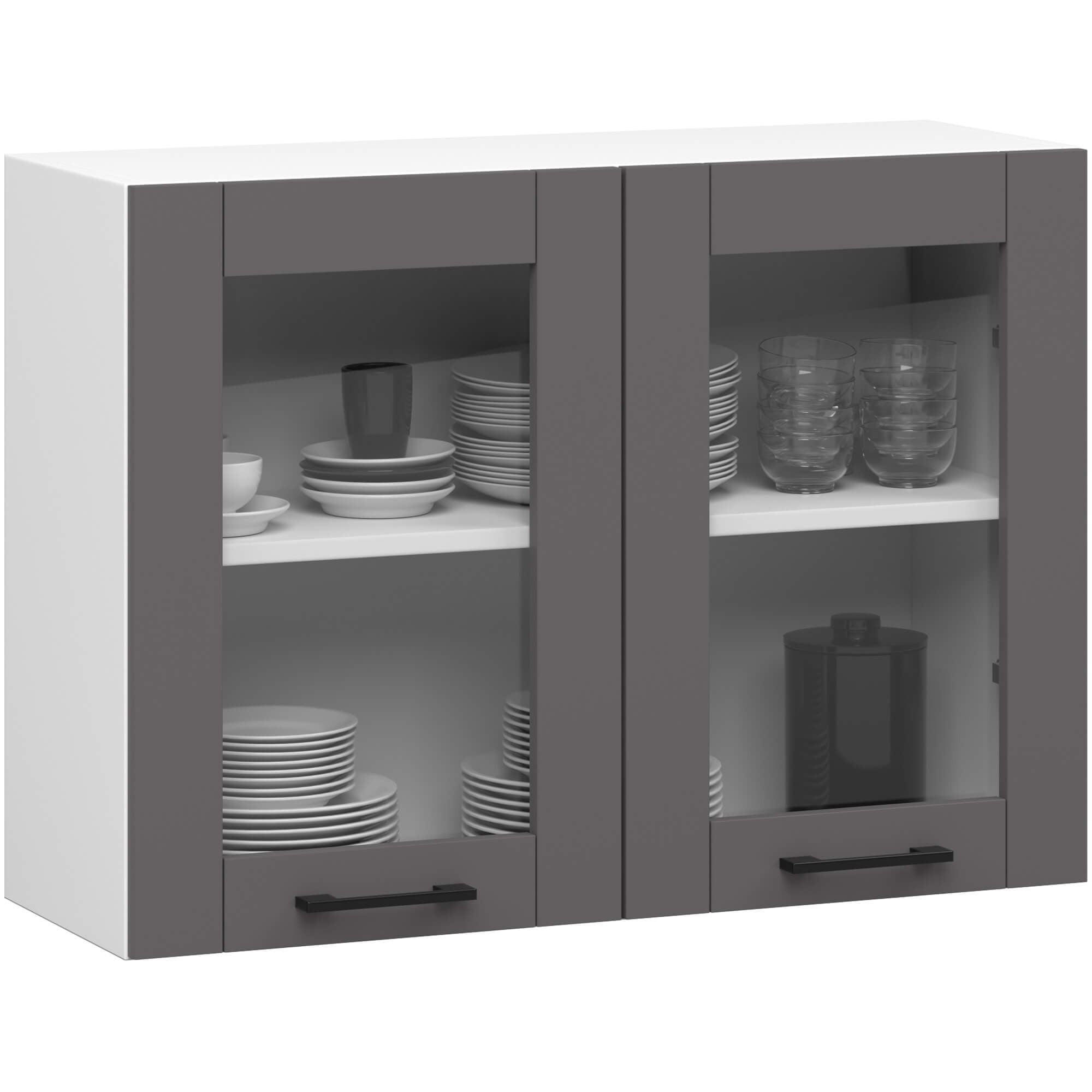 HÄNGESCHRANK Weiß, Graphit Grau 58/80/30,5 - Weiß/Grau, Holzwerkstoff (80/58/30cm) - RAUMHIRSCH FURNITURE