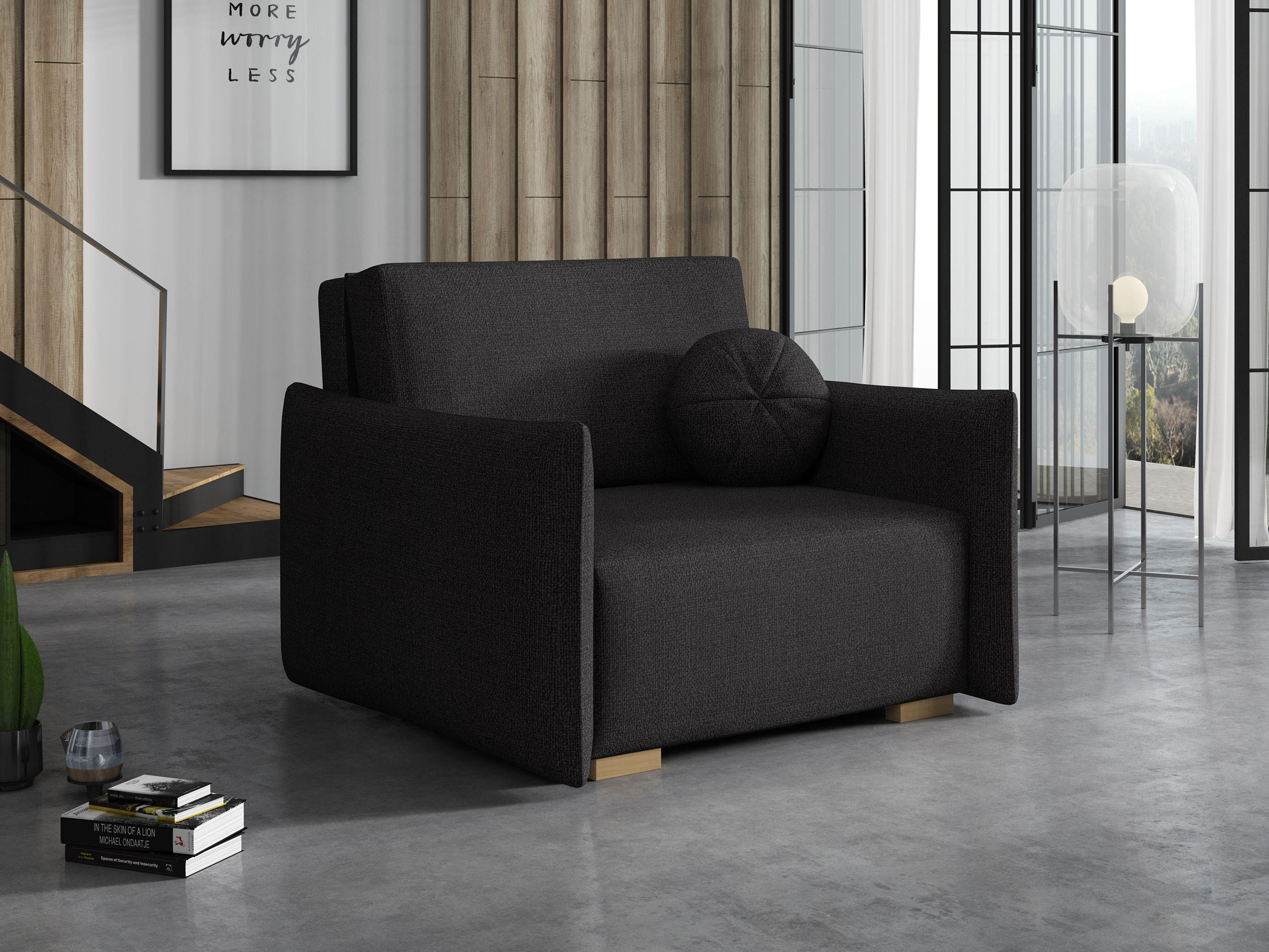 SCHLAFSOFA Viva Glov I - Schwarz/Naturfarben, Holz/Textil (104/85/98cm) - MIRJAN24