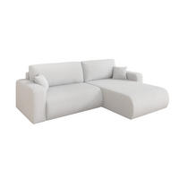 ROHOVÁ SEDAČKA s funkcí spaní, otoman vpravo BERY-L 276x193x88 bílá bouclé - bílá/černá, kompozitní dřevo/textil (276/193cm) - ALTDECOR