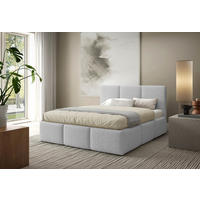 POLSTERBETT VALERIO mit Bettkasten, Bett 180x200,Doppelbett,Lattenrost,Boxspringbett-Optik,ohne Matratze,Schlafzimmer-Grau - Grau, Holz (180/200cm) - Furnistar