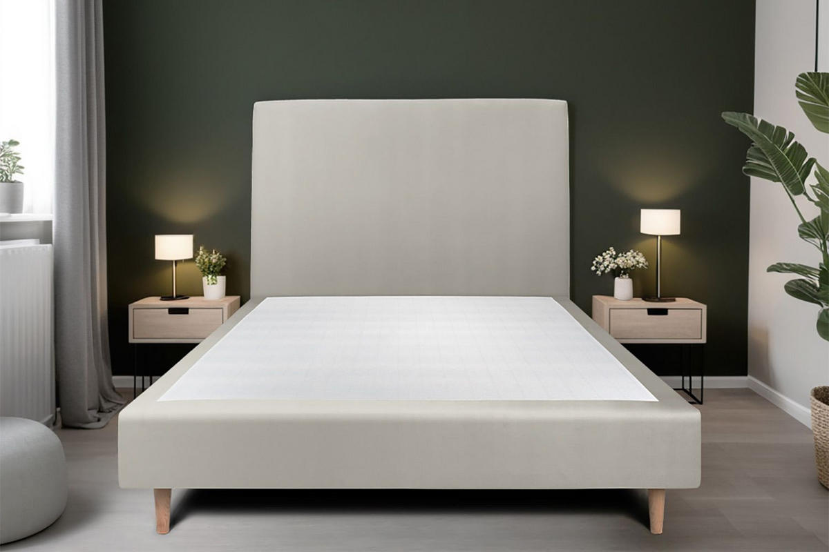 KOPFTEIL gepolstertes – taupefarbener Samtstoff - 135 cm - Taupe/Beige, Holz (135/120/10cm) - Sommeil de Plomb
