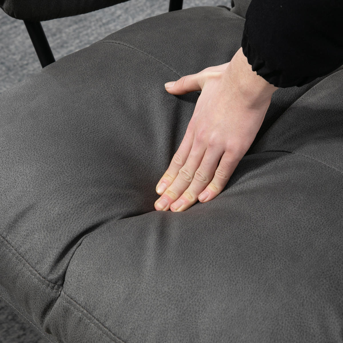 RELAXSESSEL DE-07611 mit Ottomane und verstellbarer Rückenlehne Dunkelgrau - Dunkelgrau, Metall (91/103.5/78cm) - ComfortXL
