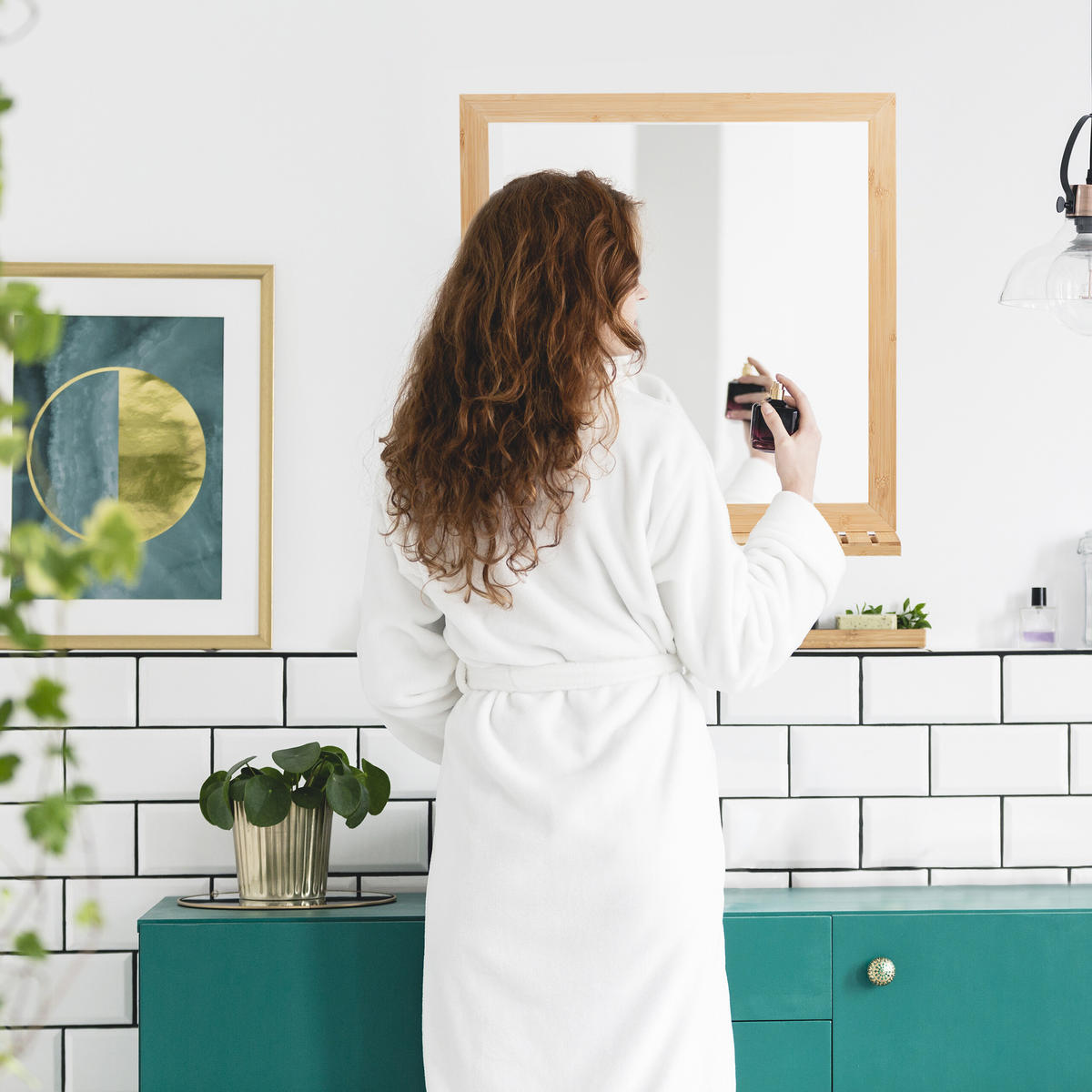 WANDSPIEGEL - Hellbraun, Glas/Holz (60/61.5/12cm) - Relaxdays