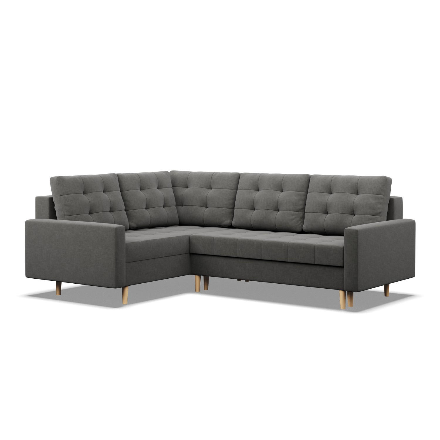 ECKSOFA LINKS MIT SCHLAFFUNKTION ELMA, Dunkelgrau - Dunkelgrau, Textil (223/172cm) - Mebligo