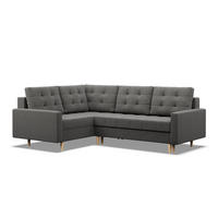 ECKSOFA LINKS MIT SCHLAFFUNKTION ELMA, Dunkelgrau - Dunkelgrau, Textil (223/172cm) - Mebligo