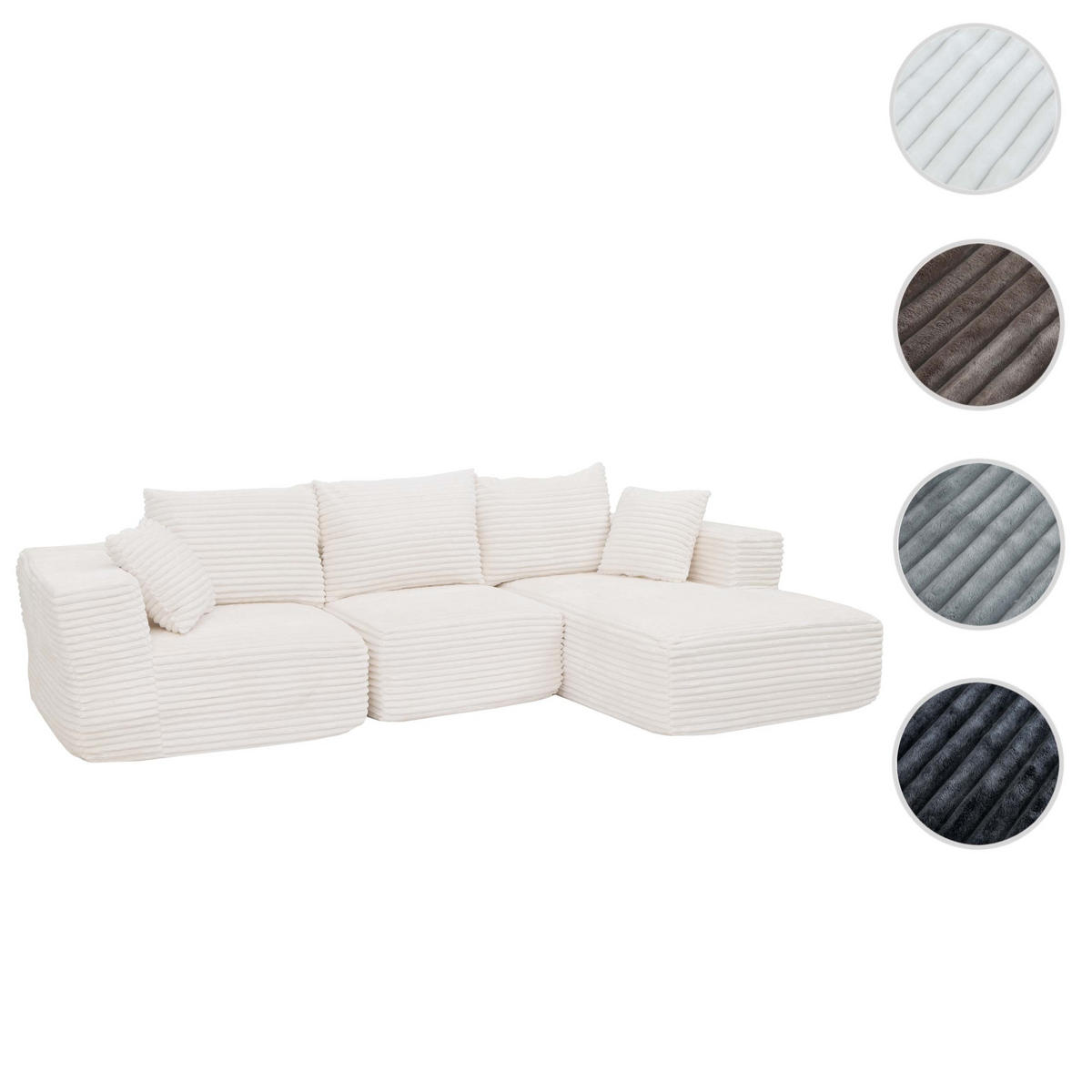 SOFA-GARNITUR Weiß - Weiß, Textil (276/58/154cm) - MCW