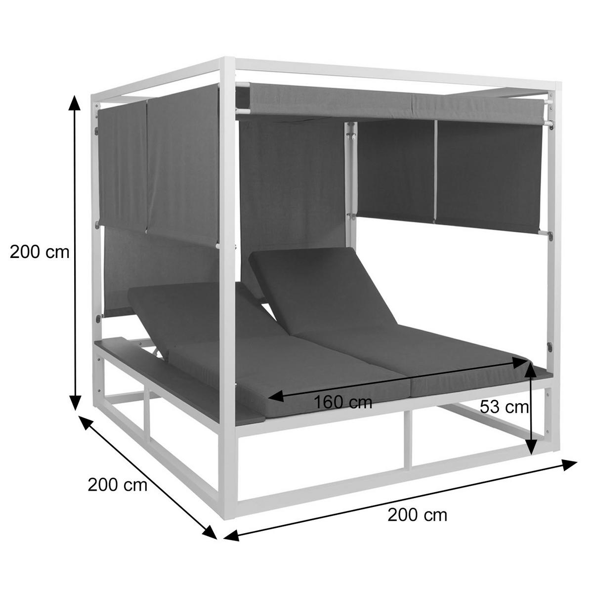 LOUNGE-GARTENLIEGE M63B Anthrazit, Dunkelgrau - Dunkelgrau/Anthrazit, Metall (200/200/200cm) - MCW
