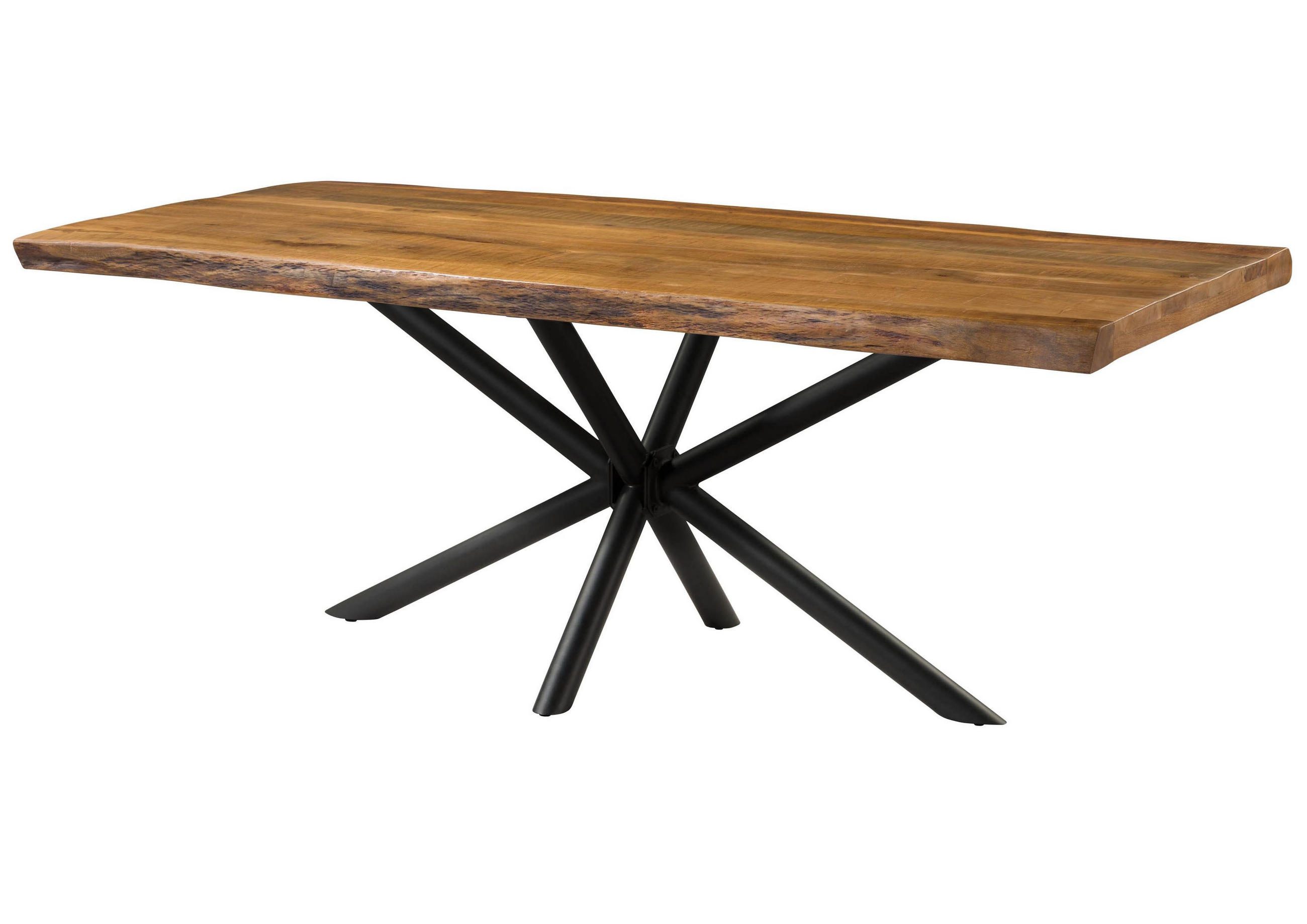 BAUMTISCH Mango 220x100x76 natur lackiert / Kreuzgestell anthrazit matt FREEFORM 5 - Braun, Holz (100/220/76cm) - Massivmoebel24