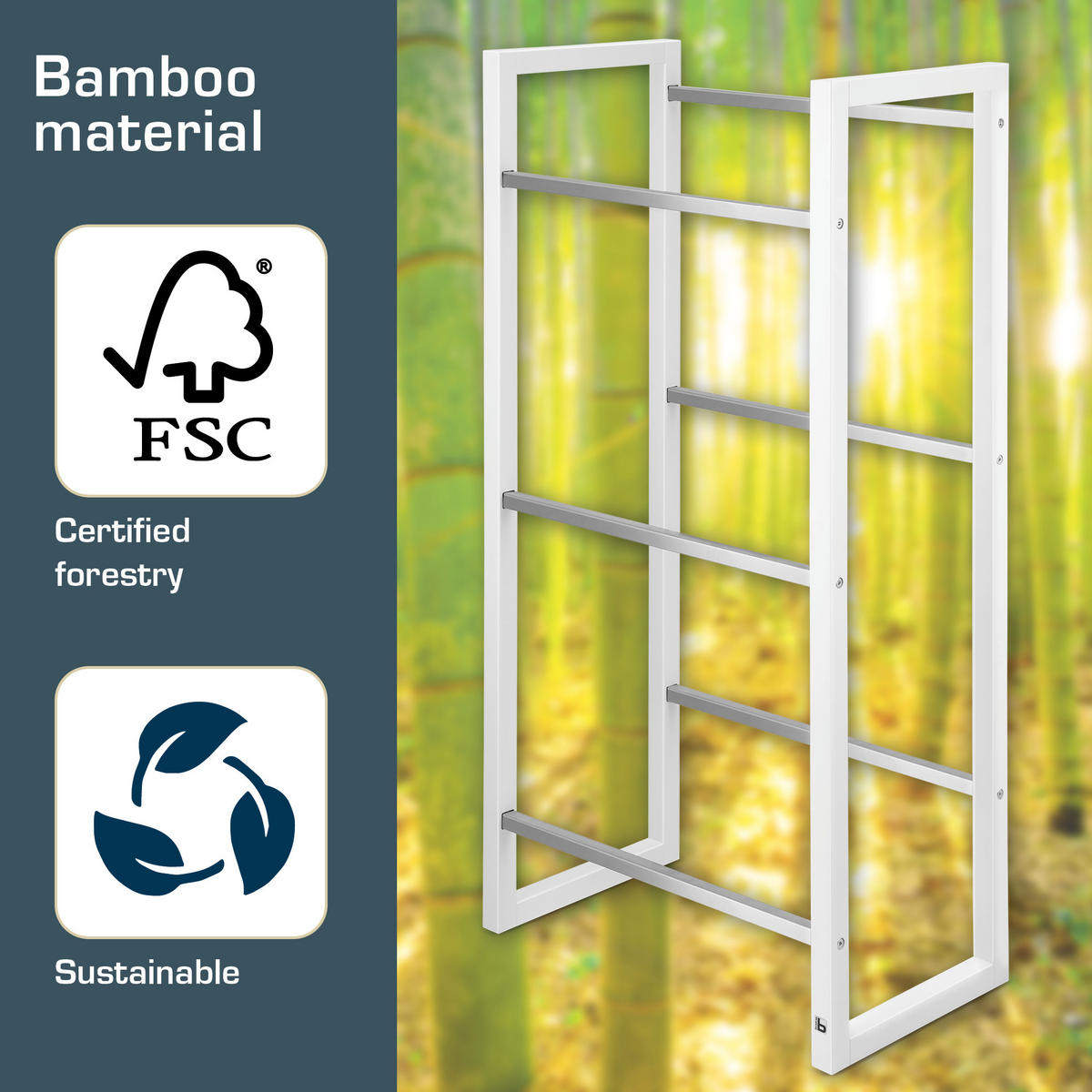 GETRÄNKEREGAL Mattis Weiß - Weiß, Naturmaterialien/Bambusholz (55/112/32cm) - BoMoe