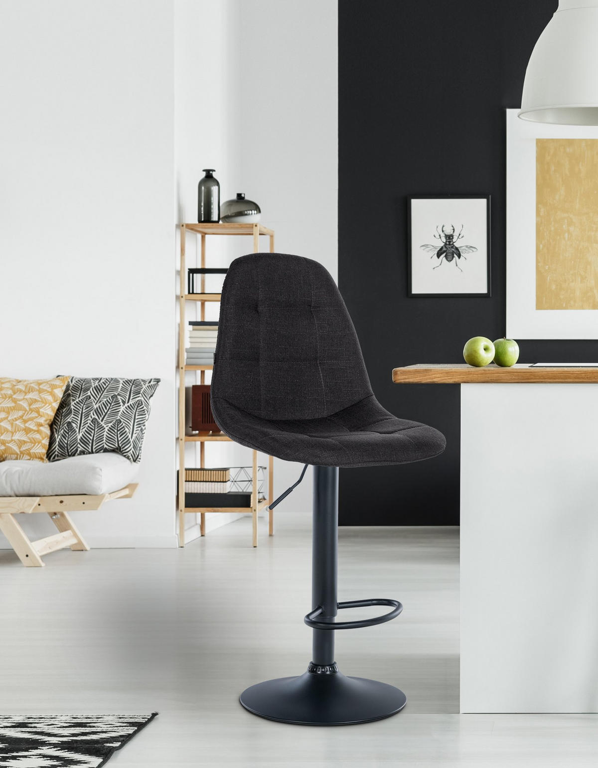 BARHOCKER Metall schwarz - Schwarz, Textil/Metall (47/99/56cm) - CLP