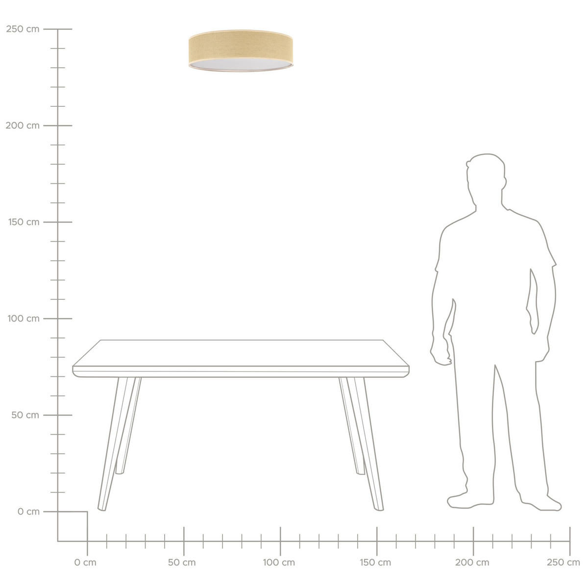 DECKENLEUCHTE Magno 60/60/15 cm - Naturfarben, Kunststoff (60/60/15cm) - Beliani