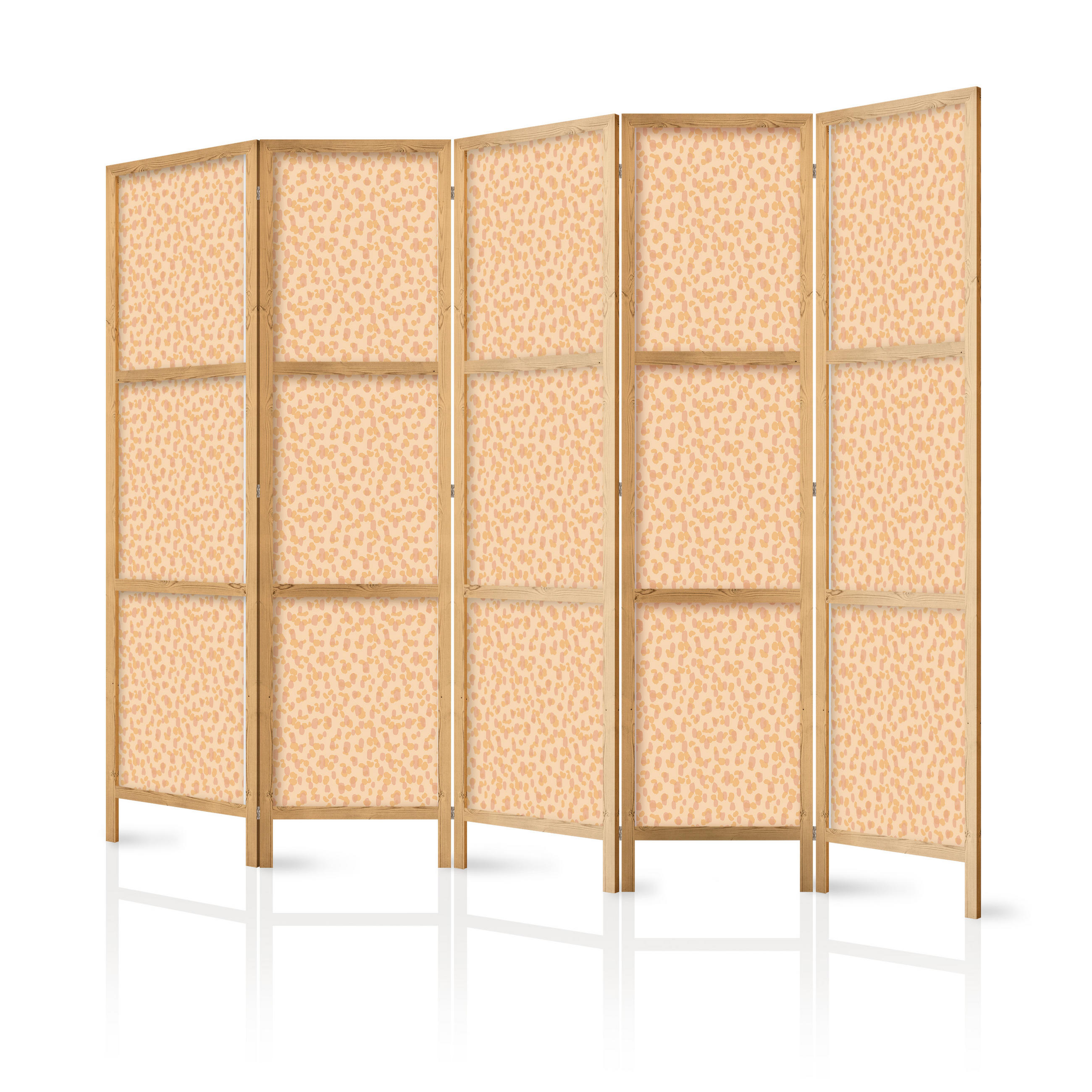 PARAVENT Japanischer 5-tlg 225x172 cm Pastellabstraktion - Orange, Holz/Textil (225/172/3cm) - Muralo