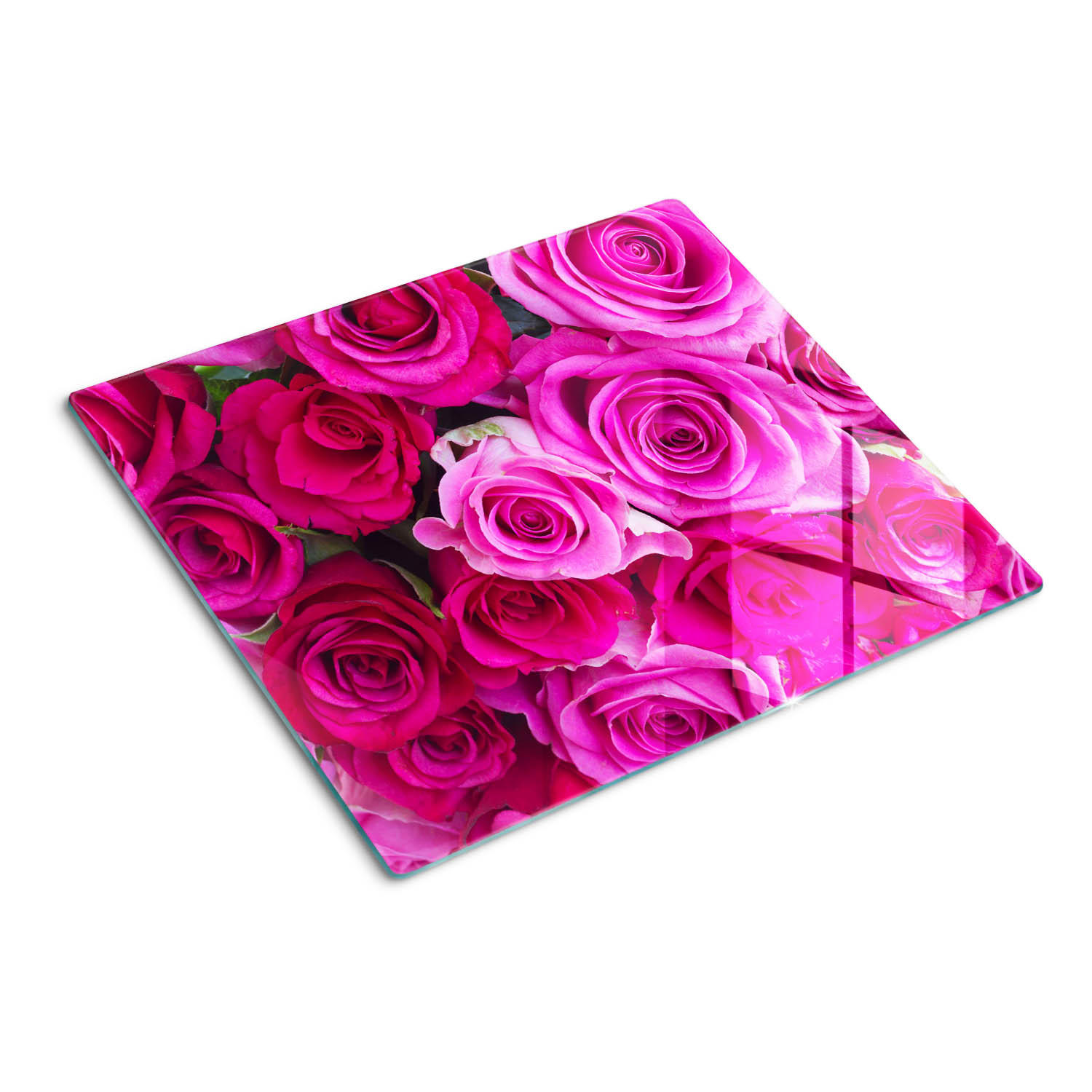 GLASPLATTE 60x52 cm Rosenstrauß - Pink, Glas (60/0.4/52cm) - TULUP