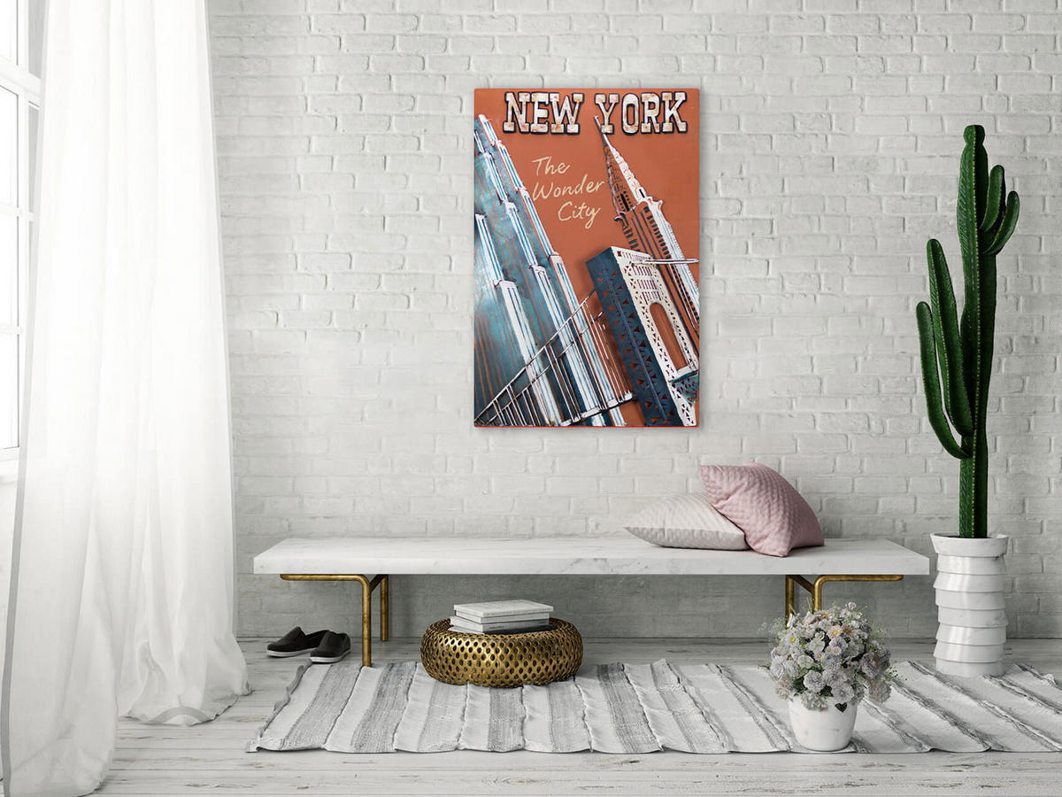 METALLBILD Orange 60/90 cm - Blau/Orange, Metall (4.38/90cm) - KUNSTLOFT