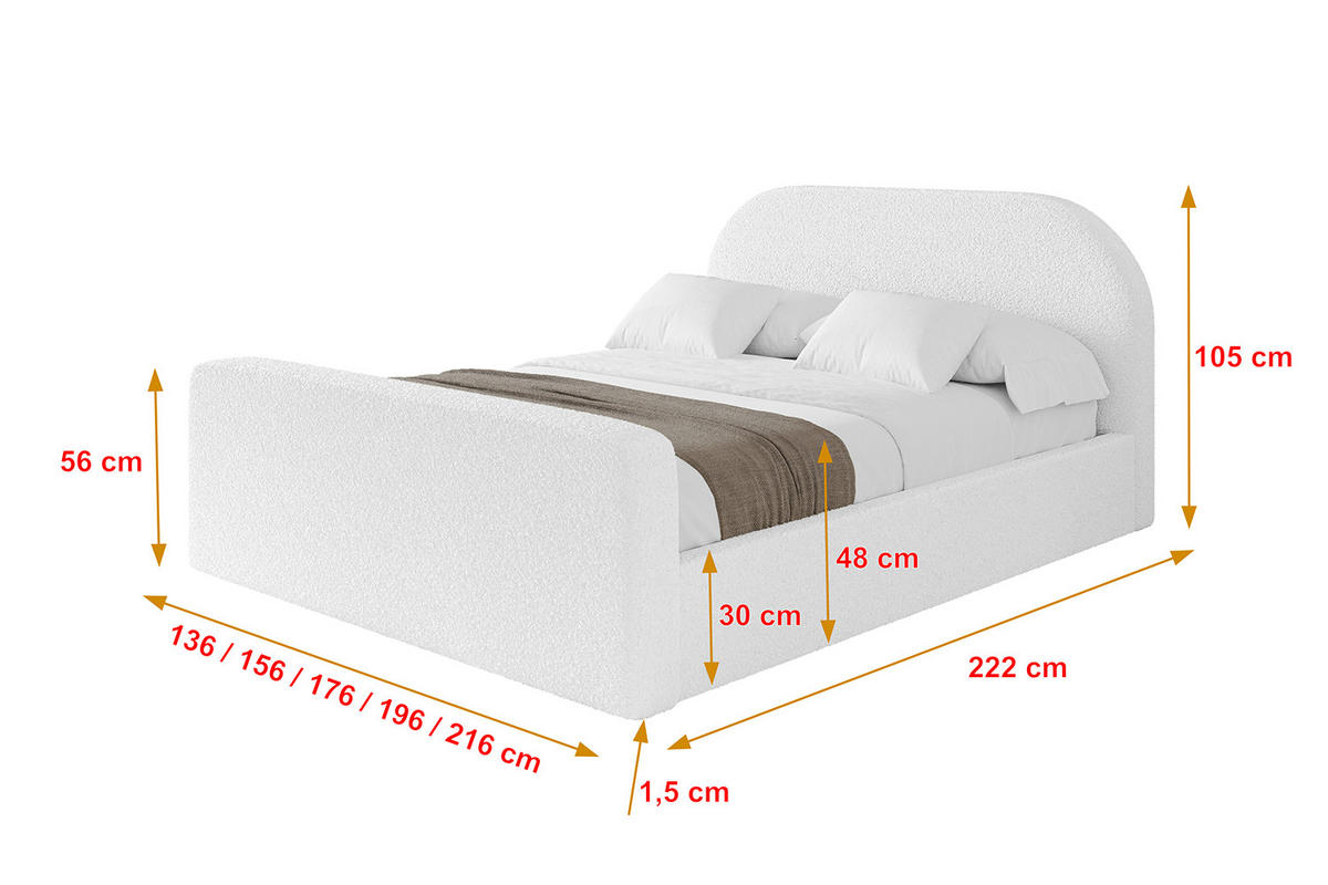 POLSTERBETT mit Bettkasten, Fußteil und Lattenrost, Boxbett mit Matratze H3/H4 - TIVON-Z 200x200 Weiß - Weiß, Holzwerkstoff/Textil (200/200cm) - ALTDECOR