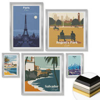 WANDBILDER 5er Set - 50x50 cm & 20x30 cm & 40x60 cm Silberner Rahmen - Touristische Küstenlandschaften - Silberfarben, Kunststoff (40/60cm) - ArtPrintCave