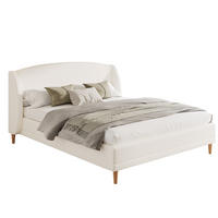 POLSTERBETT Bouclé Weiß 140x190 Lattenrost Holzfüße - Weiß, Leder (140/190cm) - FLIEKS