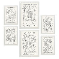 POSTER Set Mit 6 Yoga Musen 4 A3 & A4 Weißer Rahmen - Weiß, Papier (29/3/42cm) - Nacnic