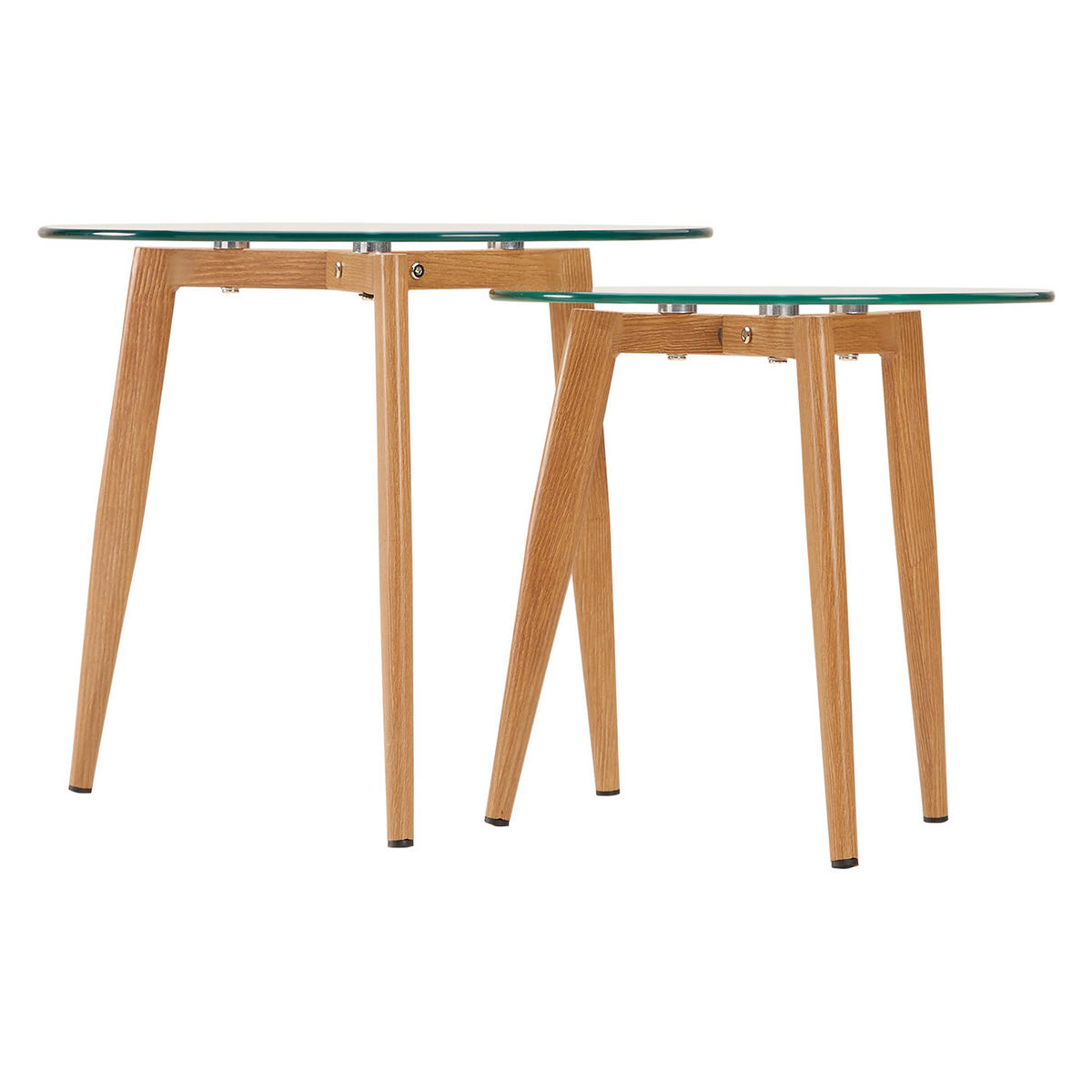 BEISTELLTISCH rund Glas 2er Set - Naturfarben, Glas (49/50/44cm) - Homestyle4u