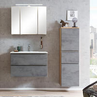 BADMÖBEL-SET 3-TLG. Vasto-03 - Grau, Holzwerkstoff (135/200/47cm) - Lomado