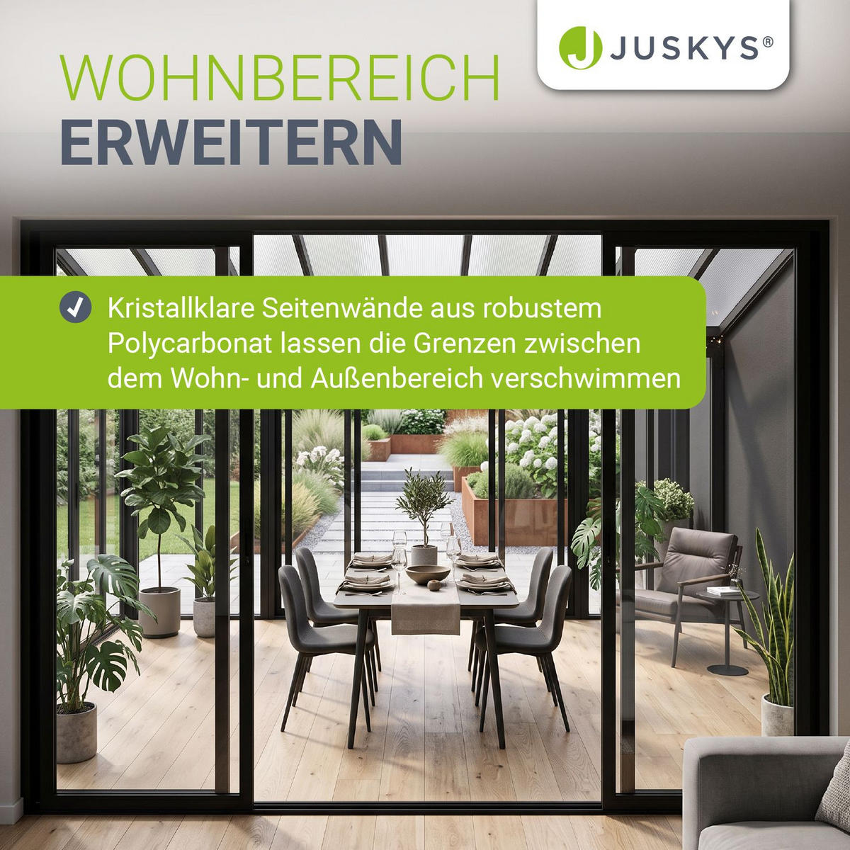WINTERGARTEN 292 x 548 x 312 cm dunkelgrau - Dunkelgrau, Metall (552/312/290cm) - Juskys