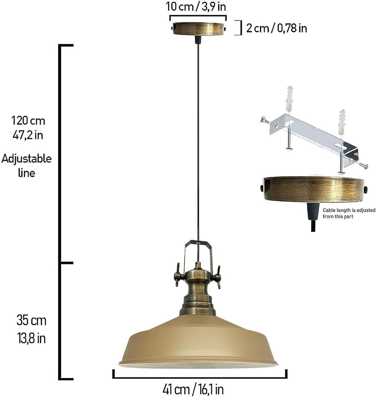 PENDELLEUCHTE Asletl 40/30 cm - Beige, Metall (30/40/34cm) - Bamyum