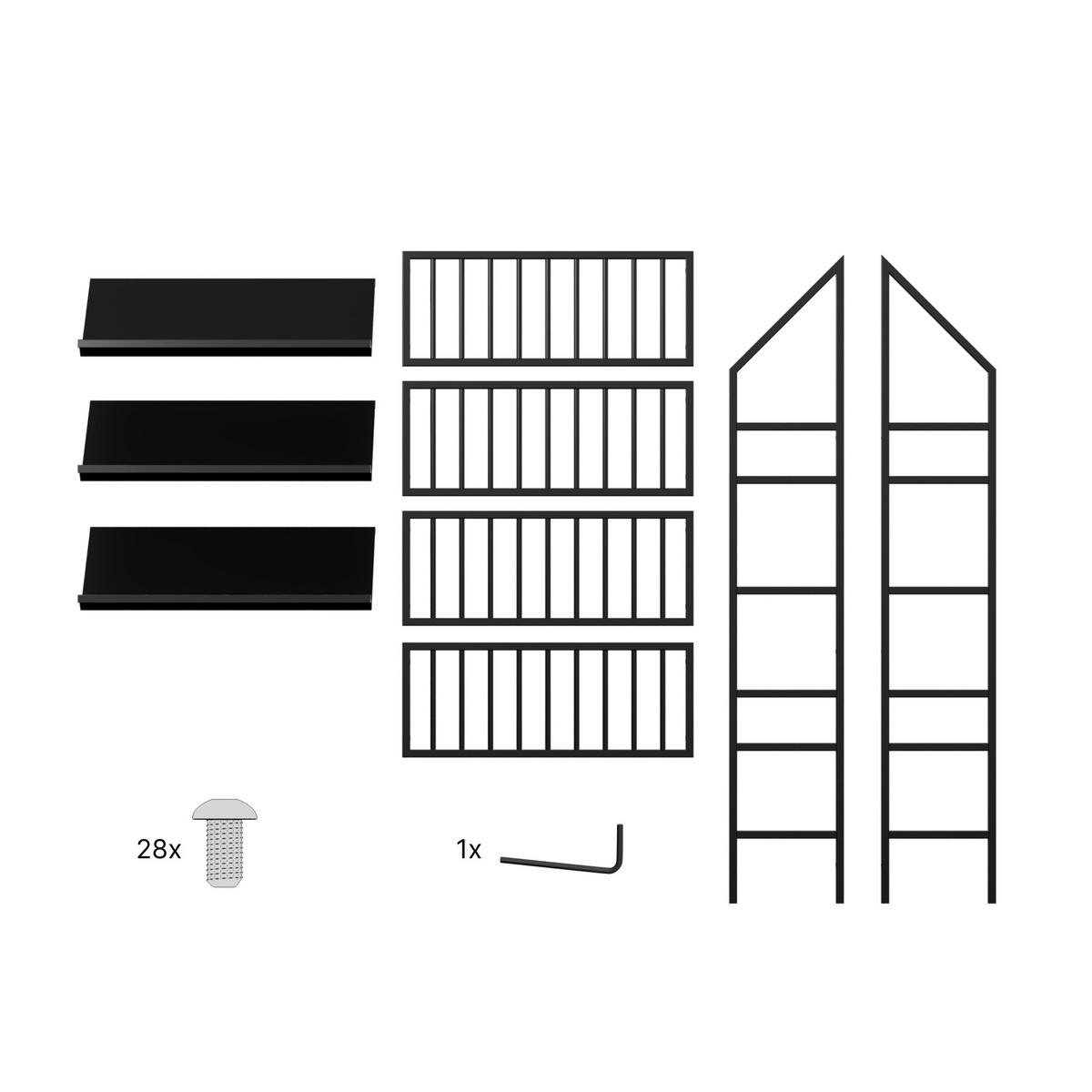 WEINREGAL für 70 Flaschen aus Metall, schwarz Alsace - Schwarz, Metall (80/170/30cm) - Metalo Pro