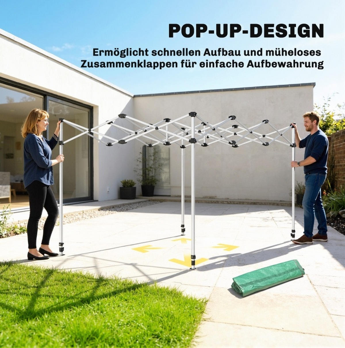GEWÄCHSHAUS aus Polyethylen 295x200x270 cm in Grün mit Pop-up-Design - Grün, Kunststoff (200/270/295cm) - Modfu