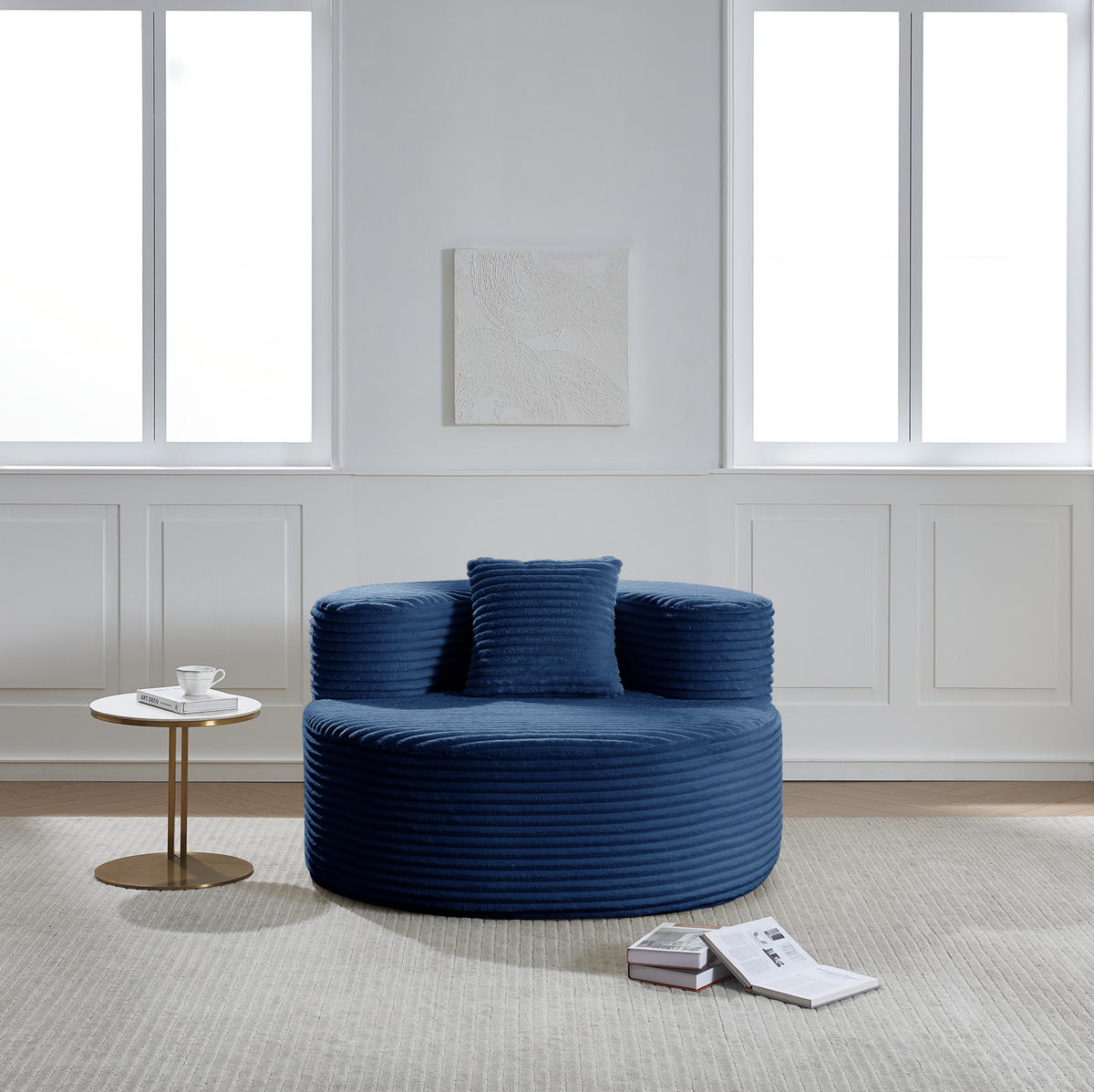 SESSEL in Cordoptik 112 x 105 x 59 cm Blau - Blau, Kunststoff (105/59/112cm) - Beauniv