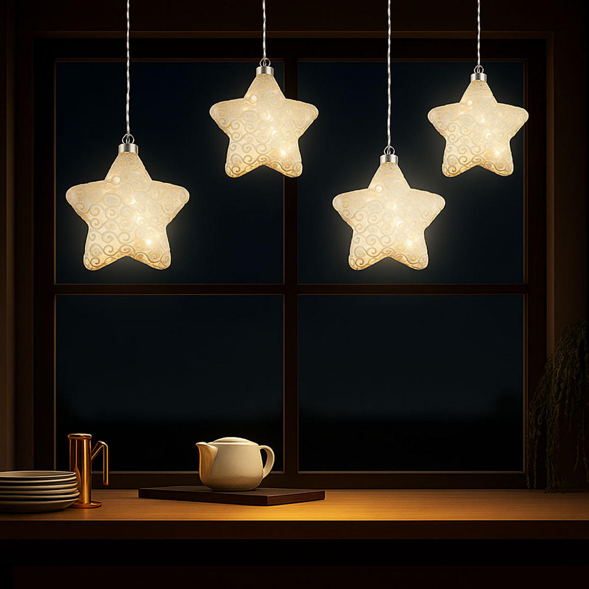 LED DEKOLEUCHTE Kreta Glas Weiß 3er Set - Weiß, Glas (15/15/67cm) - Globo Lighting