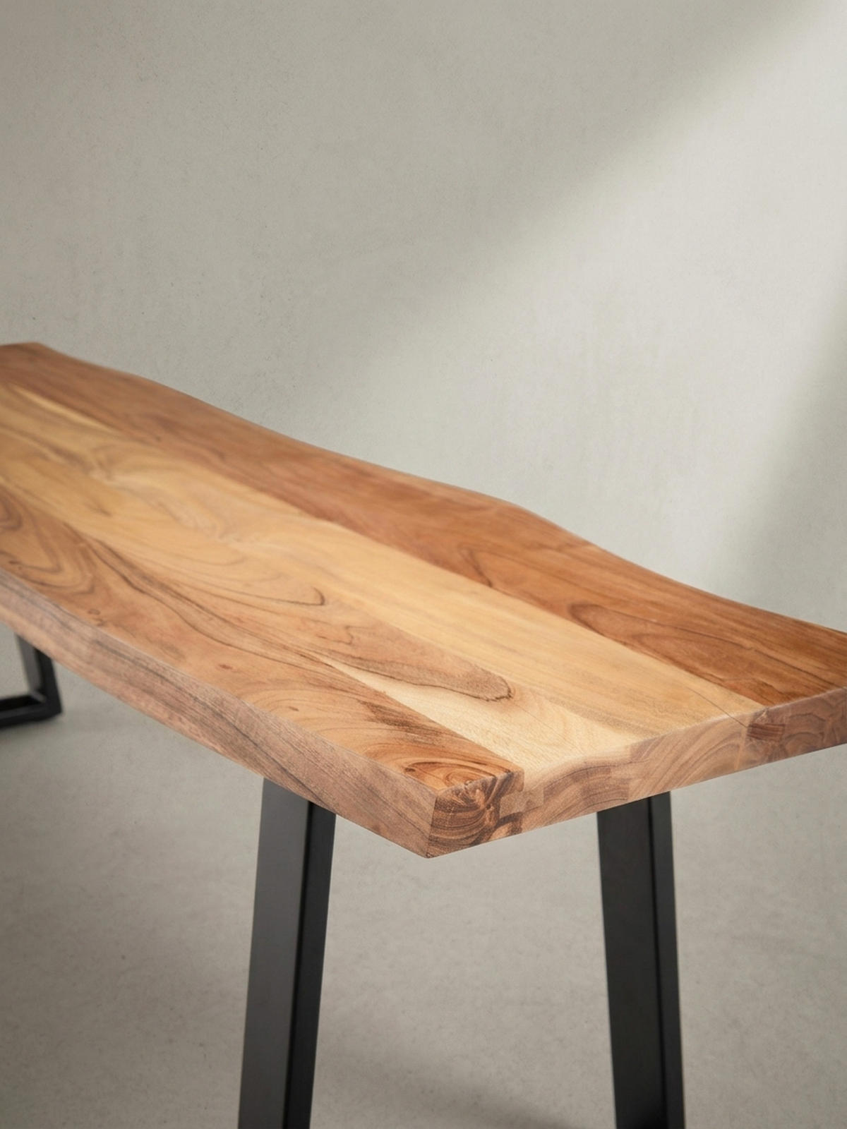 ESSZIMMERBANK Massivholz Metall Baumkante ohne Lehne, Akazie 140x40x46 cm - Schwarz/Braun, Holz/Metall (140/46/40cm) - KADIMA DESIGN