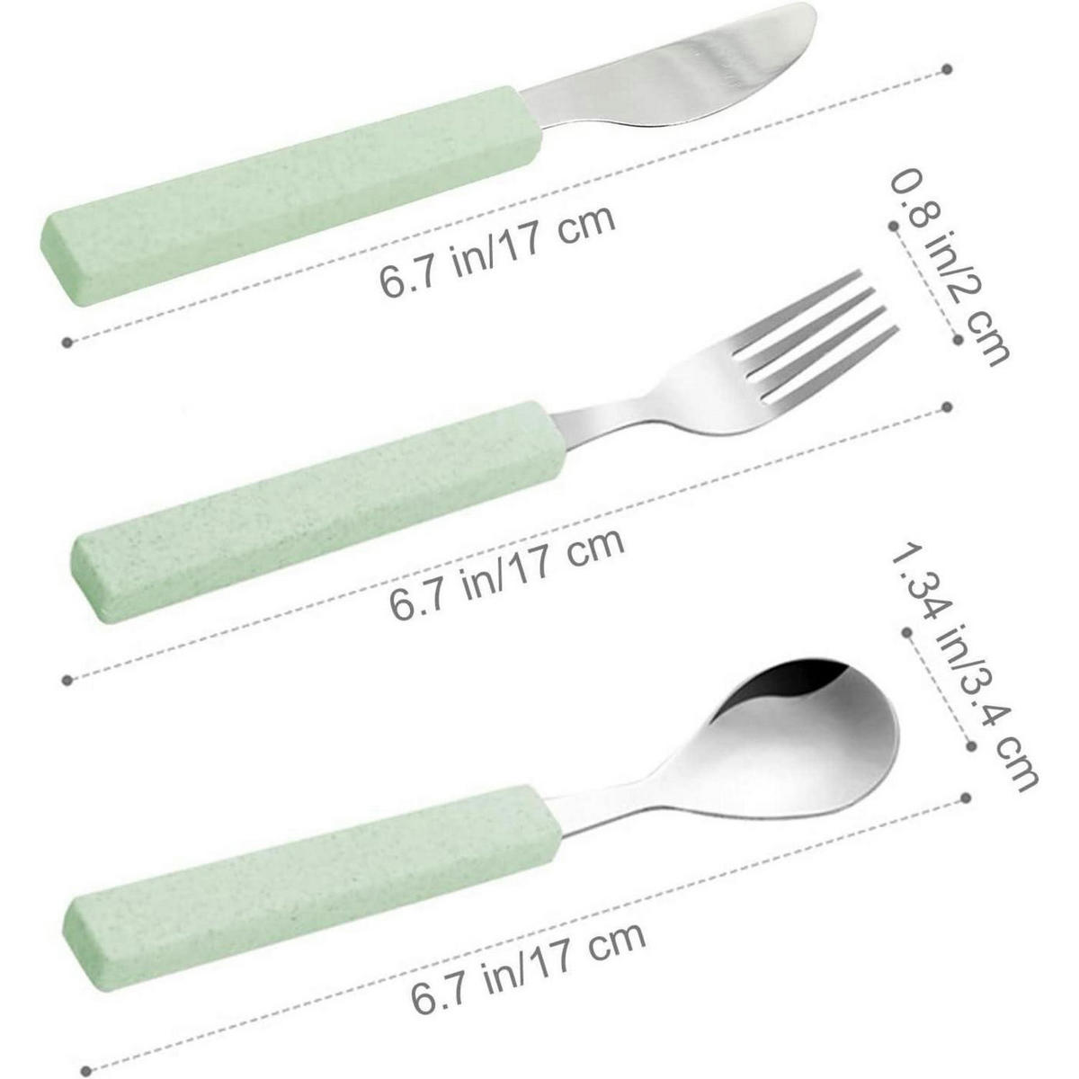 KINDERBESTECK Set 3-teilig Edelstahl mit Reisekoffer Grün - Grün, Metall