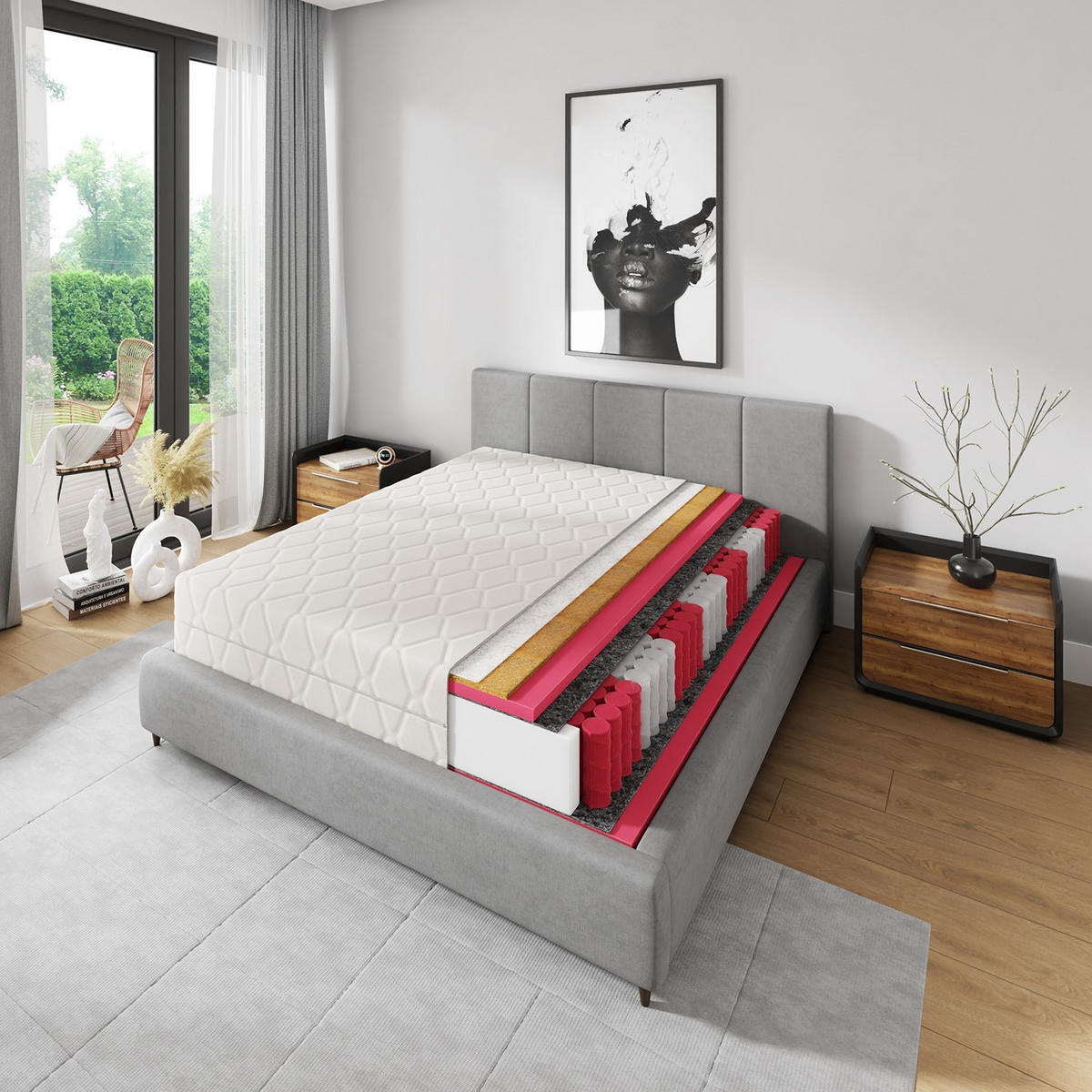 TASCHENFEDERKERNMATRATZE BASIC 180x200 cm - Weiß, Textil (180/200cm) - Mebligo