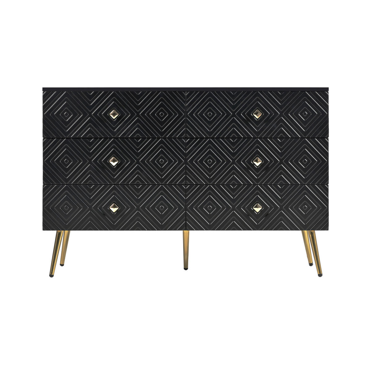 SIDEBOARD mit 6 Schubladen und geometrischem Muster Schwarz - Schwarz, Holzwerkstoff (40/80/120cm) - Urban Meuble
