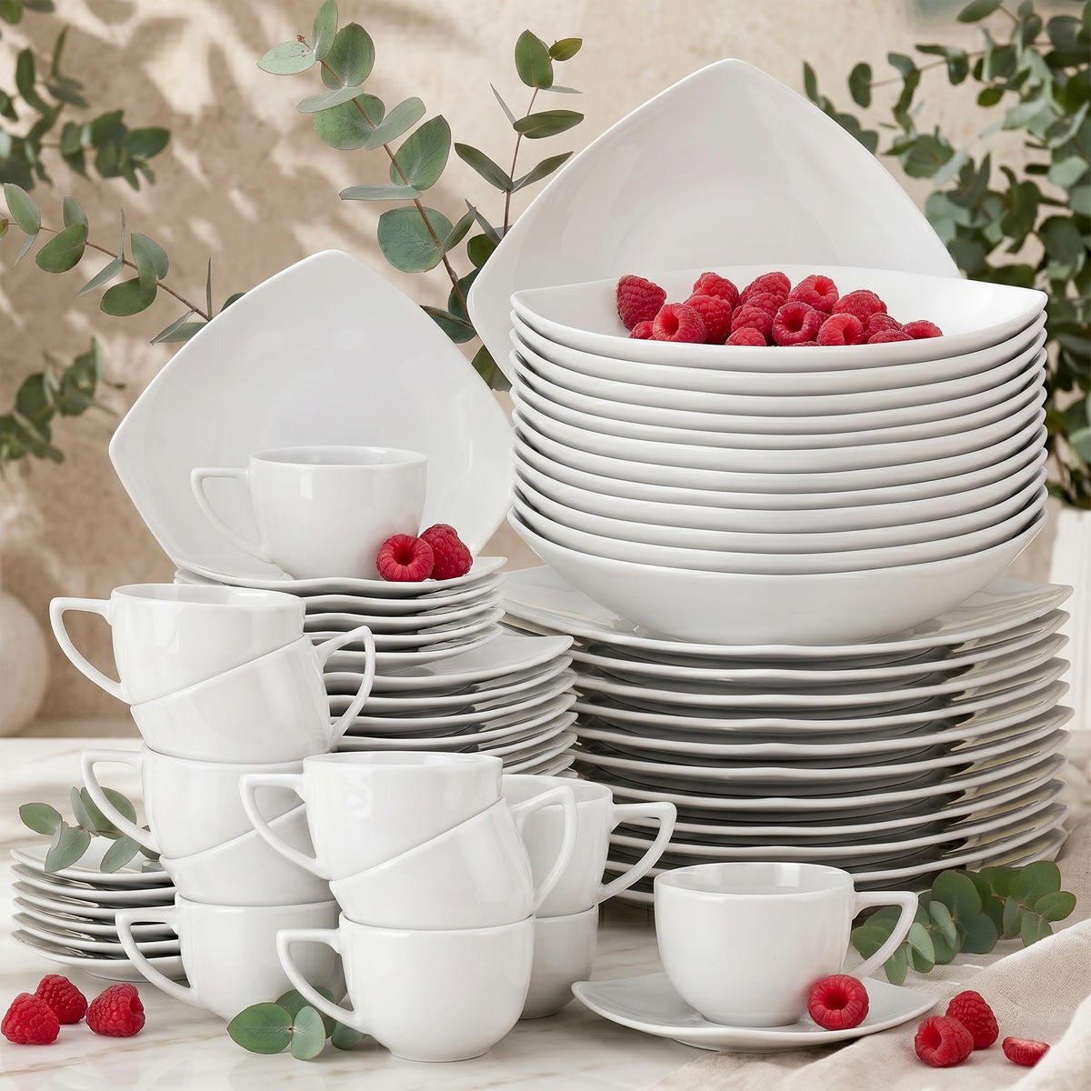KOMBISERVICE CARLINA 12-Personen 60-tlg - Weiß, Keramik (25.5/2/25.5cm) - KONSIMO®