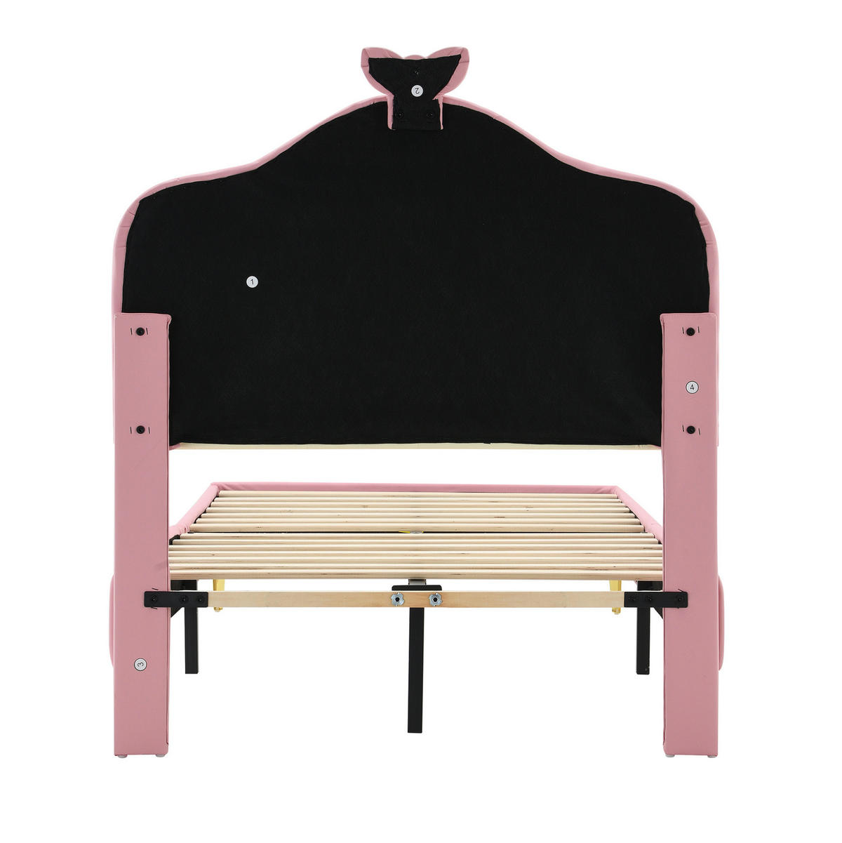 KINDEREINZELBETTEN aus Kunststoff 90x200 cm in Rosa/Weiß mit LED-Beleuchtung - Weiß, Kunststoff (90/200cm) - Modfu