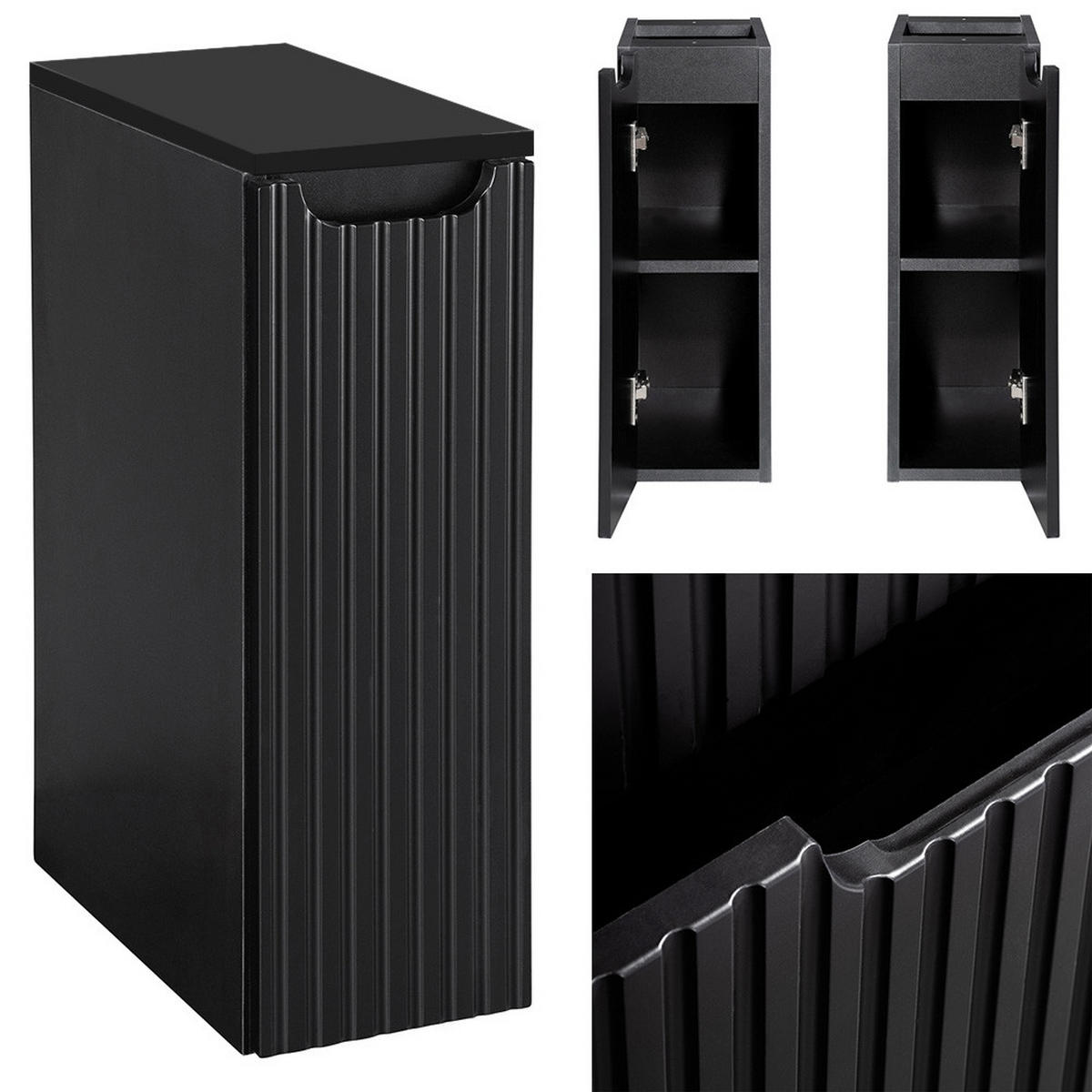 WASCHBECKENSCHRANK Newport-56 - Schwarz, Holzwerkstoff (80/60/40cm) - Lomado