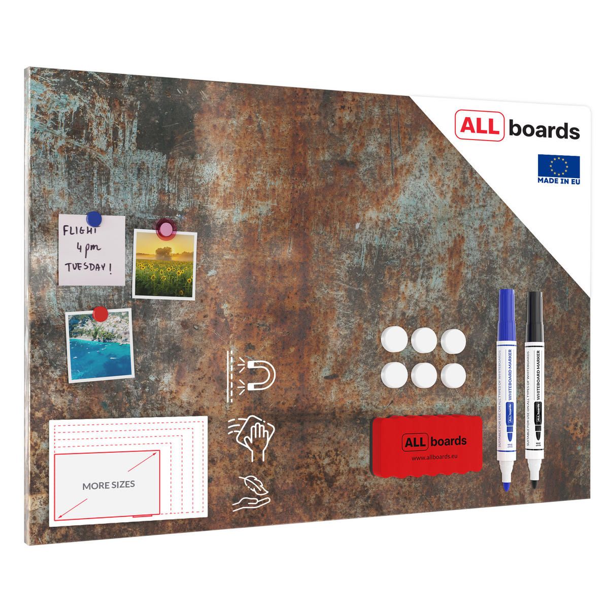 METALBOARD ROST 90x60cm + Zubehör-Set - Braun, Metall (90/60/1.8cm) - ALLboards