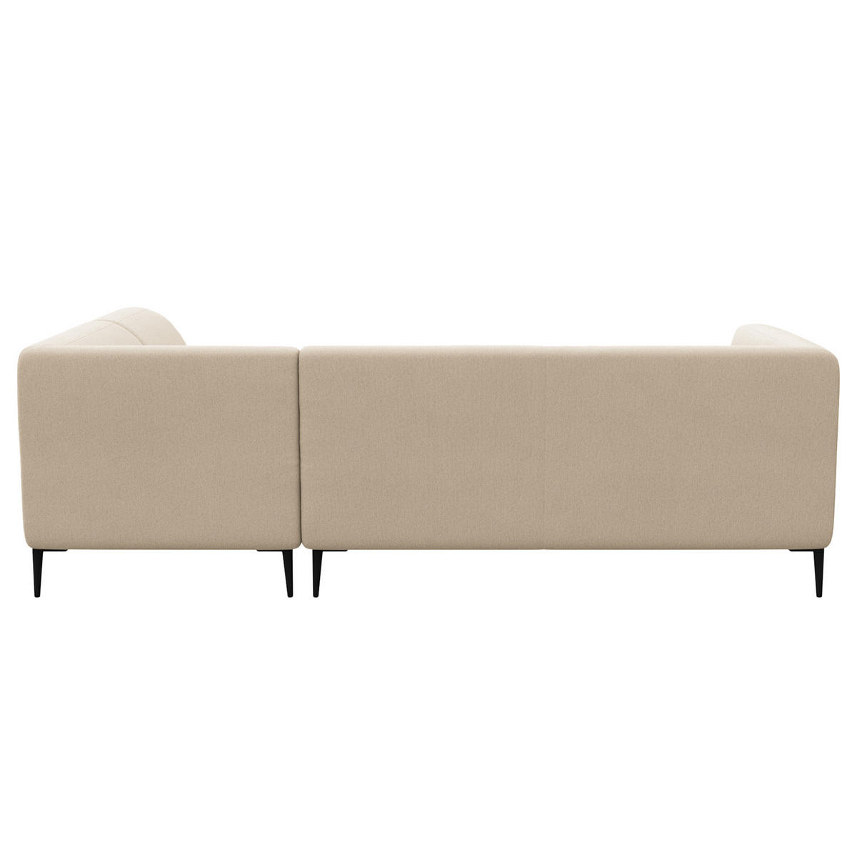 2,5-SITZER ECKSOFA mit Ottomane - Beige/Schwarz, Textil/Metall (252/205cm) - home24
