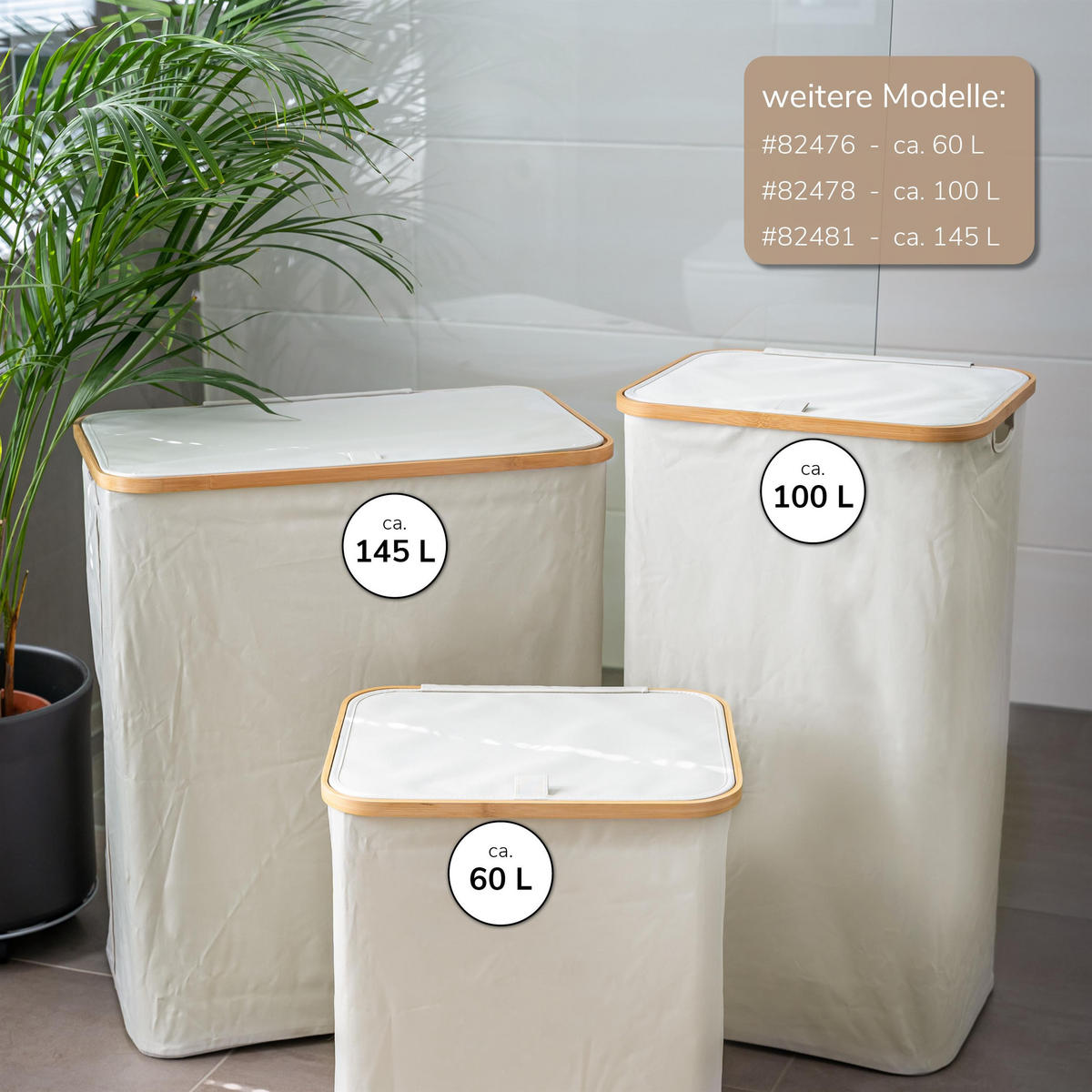 WÄSCHESAMMLER 60 Liter, beige - Beige, Textil (41/45.5/33cm) - bremermann